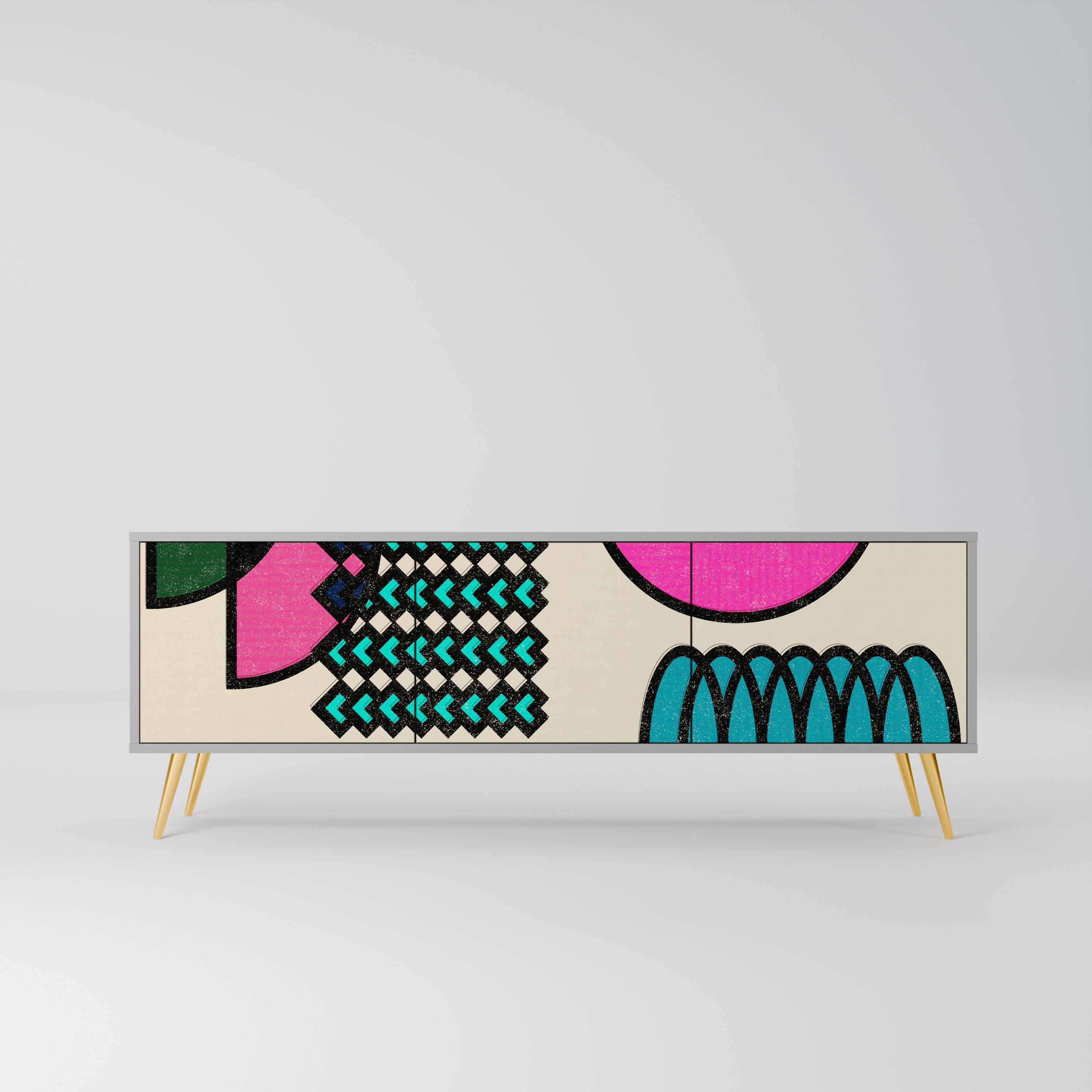 GEOMETRIC RHAPSODY Szafka RTV 3-drzwiowa korpus Szary