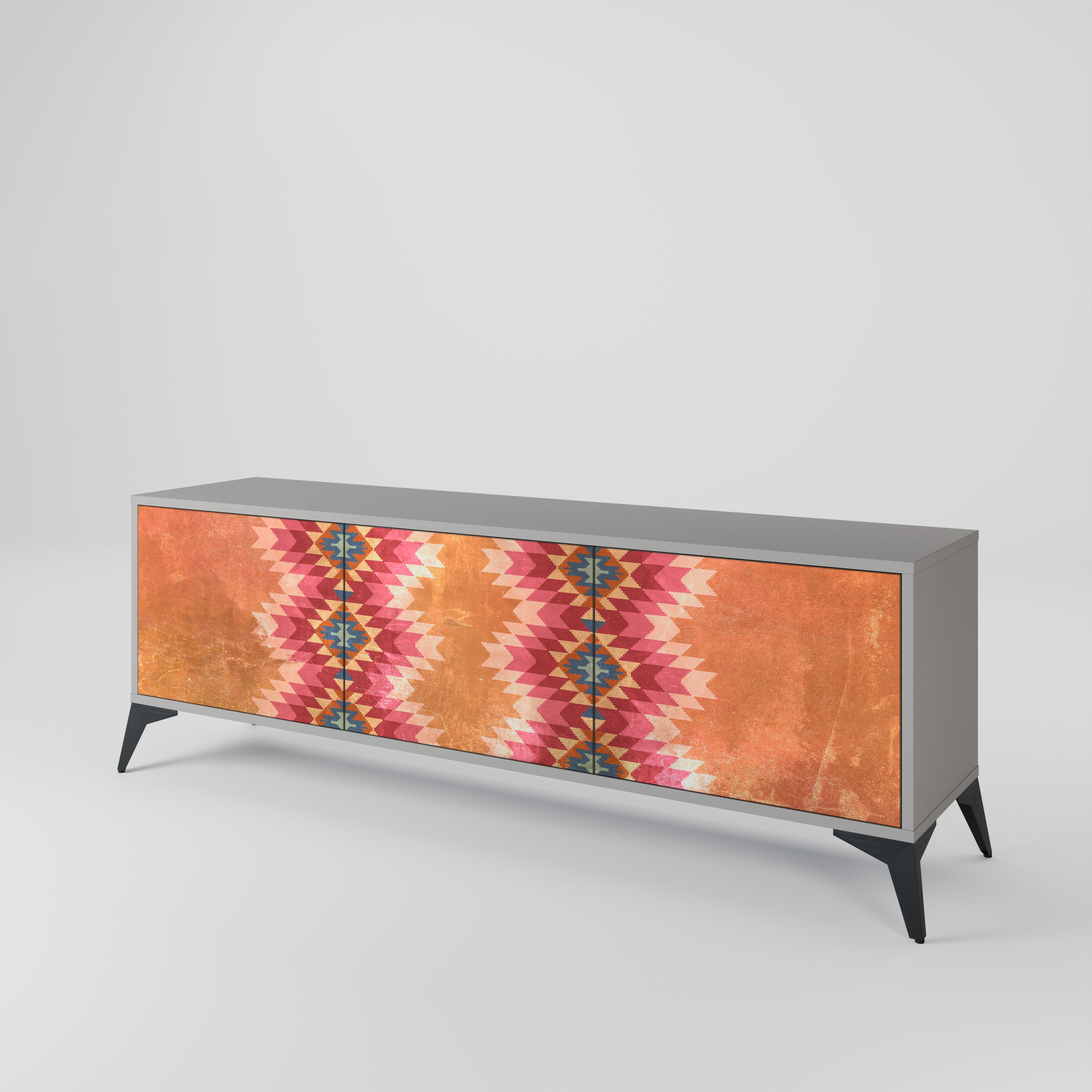 INDIAN FOLK Szafka RTV 3-drzwiowa korpus Szary