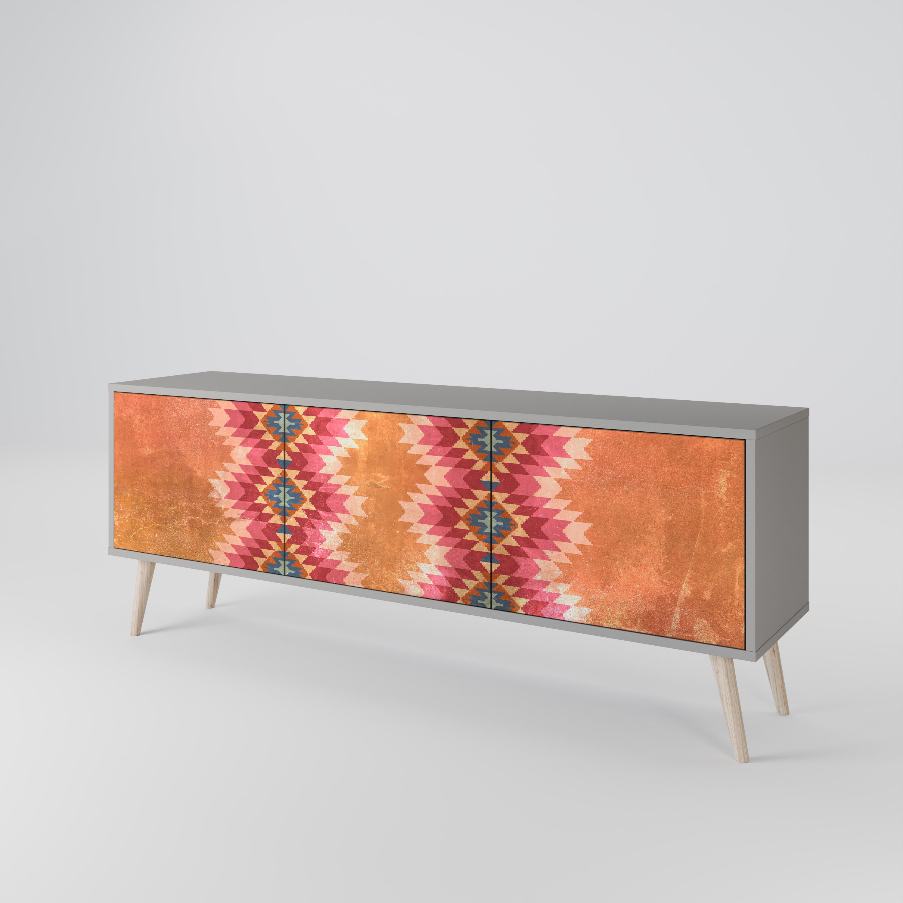 INDIAN FOLK Szafka RTV 3-drzwiowa korpus Szary