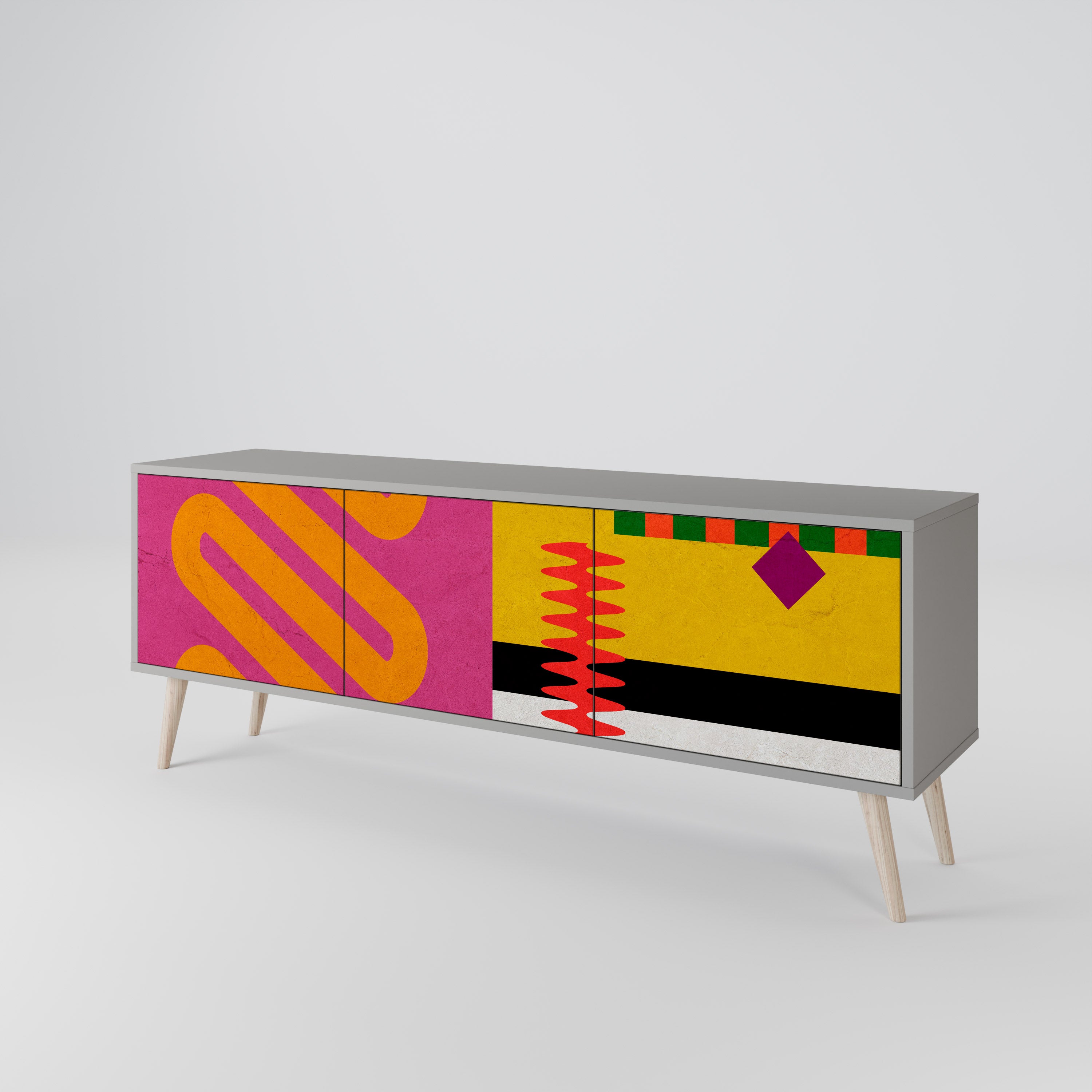VIVID ART Szafka RTV 3-drzwiowa korpus Szary