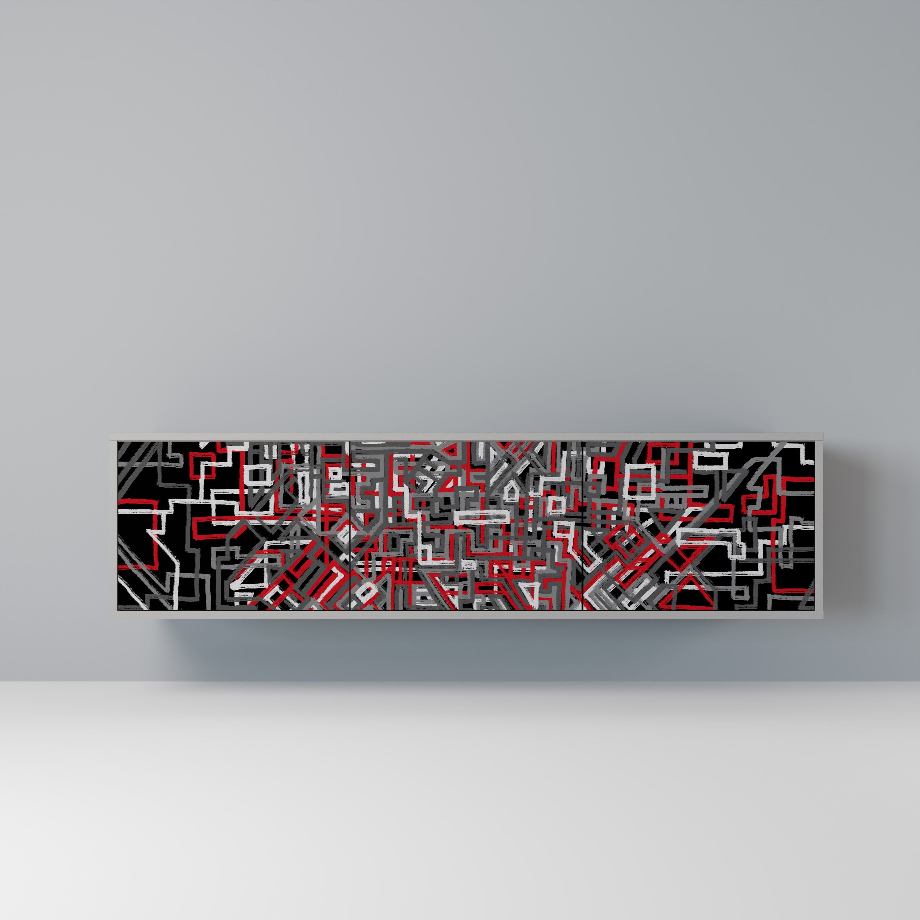 BROKEN LINES Szafka RTV 3-drzwiowa korpus Szary