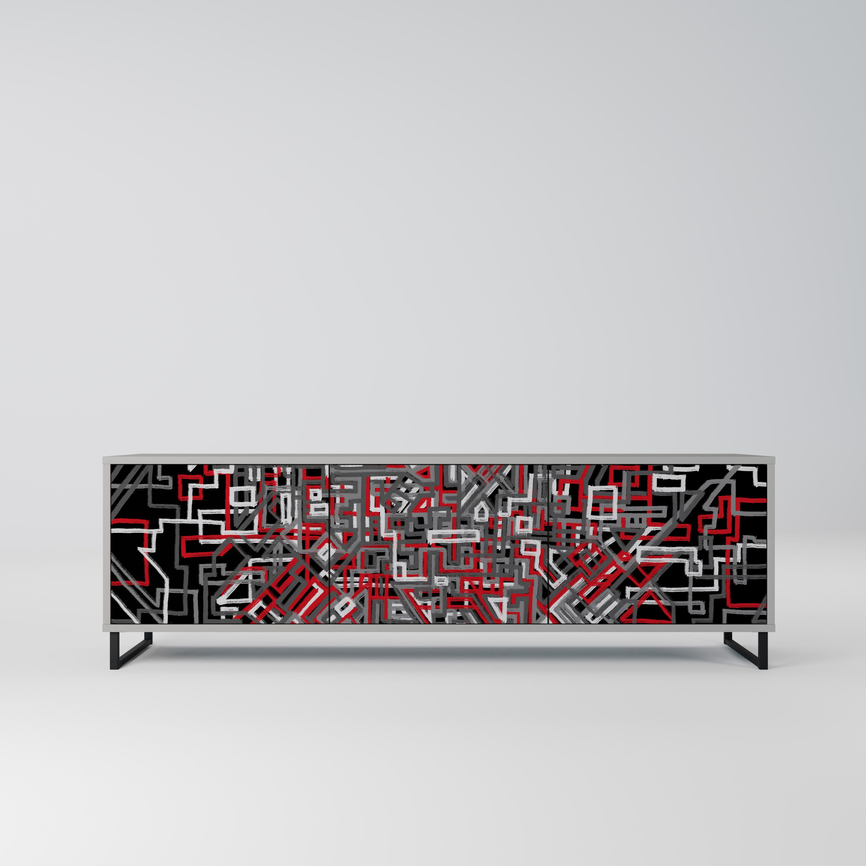 BROKEN LINES Szafka RTV 3-drzwiowa korpus Szary