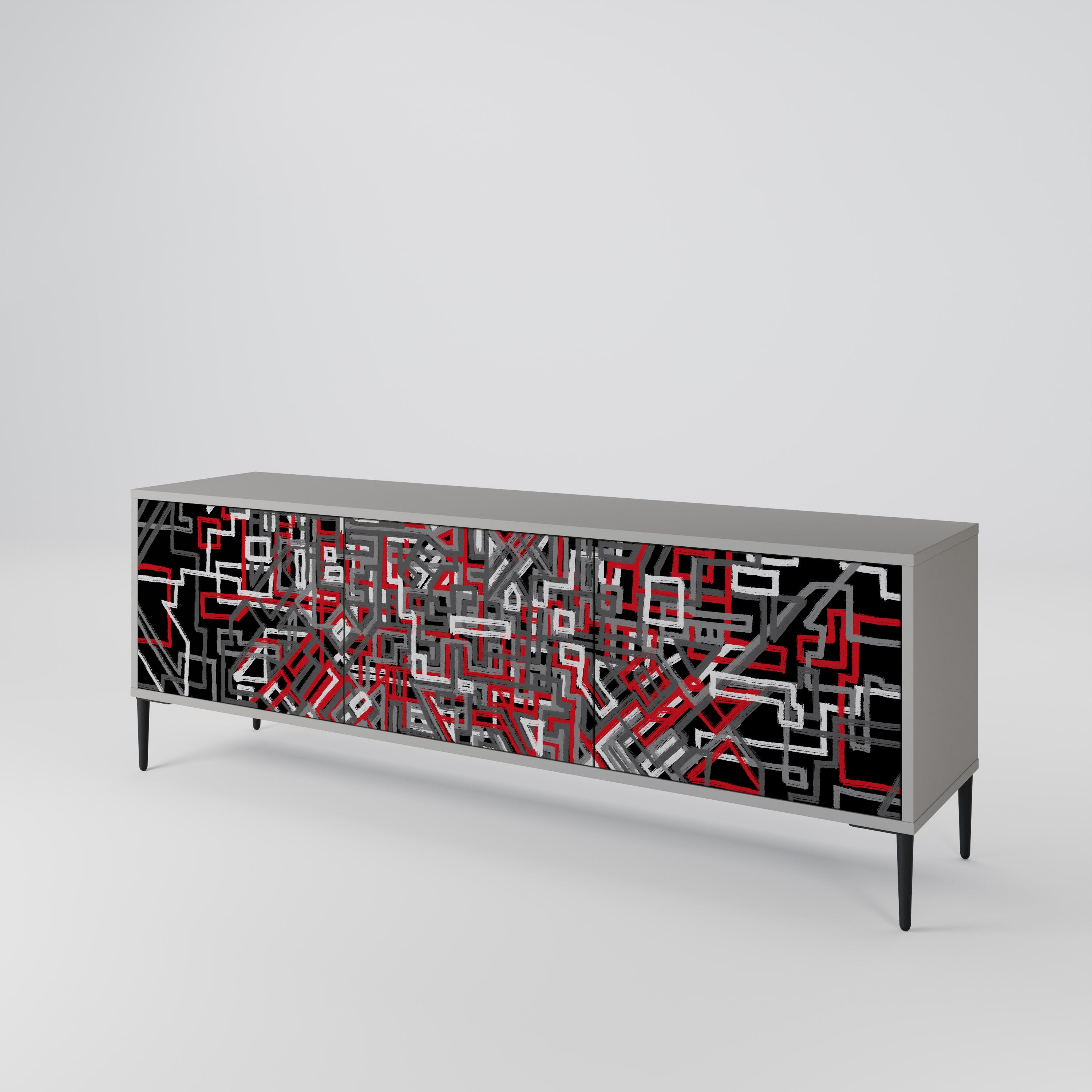 BROKEN LINES Szafka RTV 3-drzwiowa korpus Szary