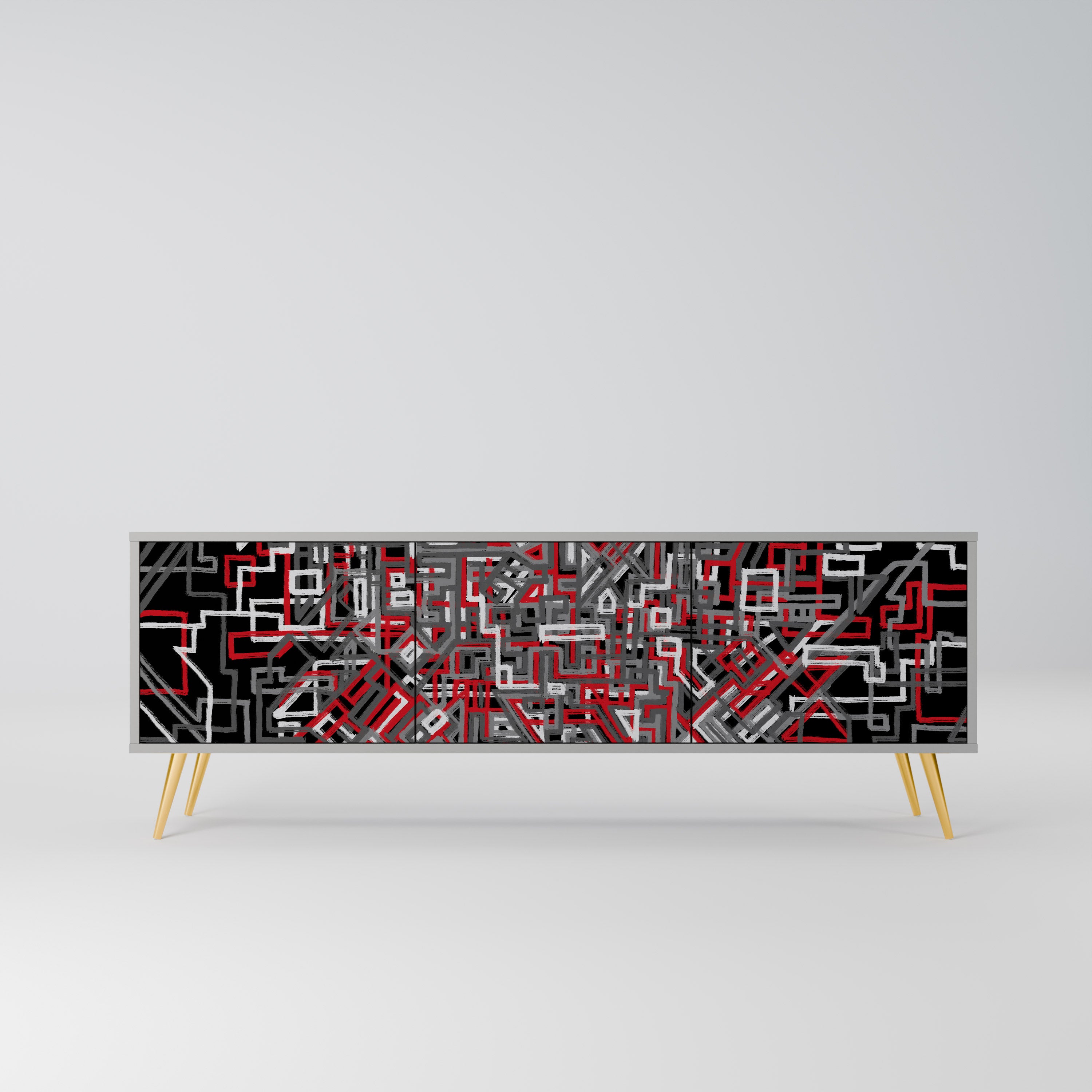 BROKEN LINES Szafka RTV 3-drzwiowa korpus Szary