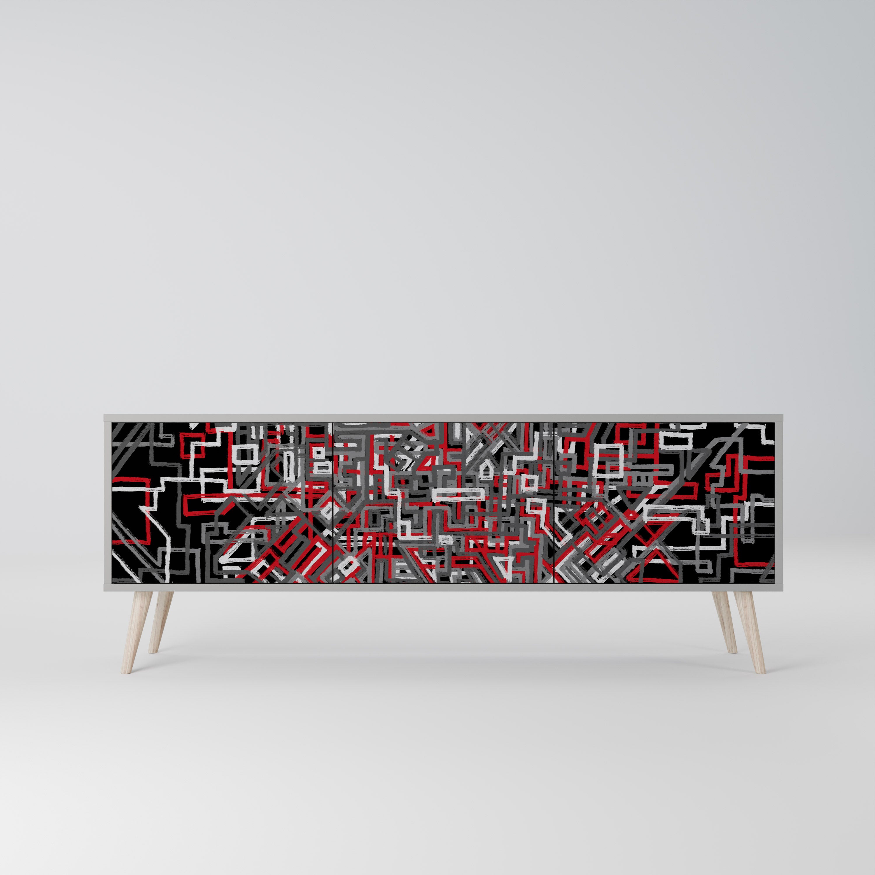 BROKEN LINES Szafka RTV 3-drzwiowa korpus Szary