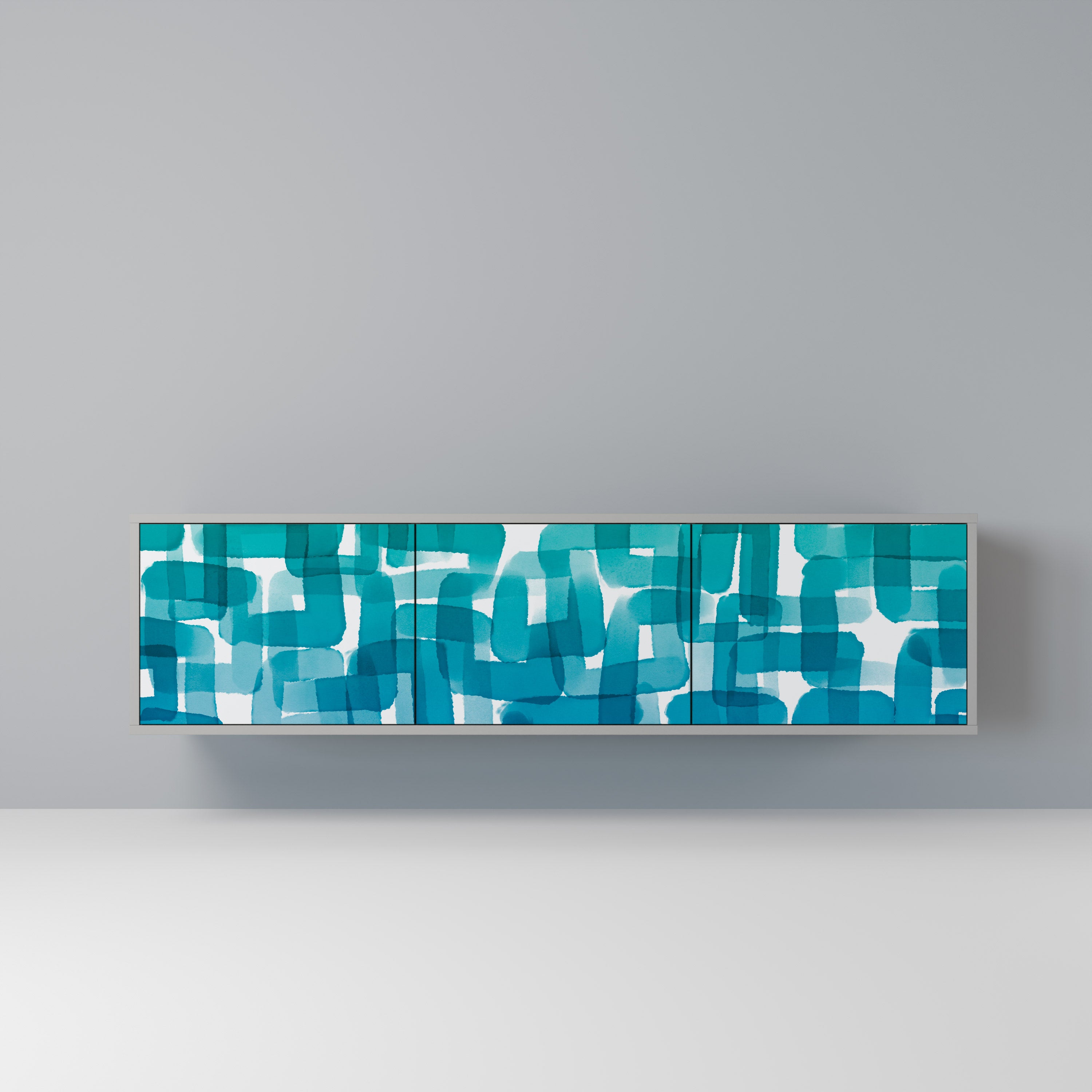 TURQUOISE RECTANGLES Szafka RTV 3-drzwiowa korpus Szary