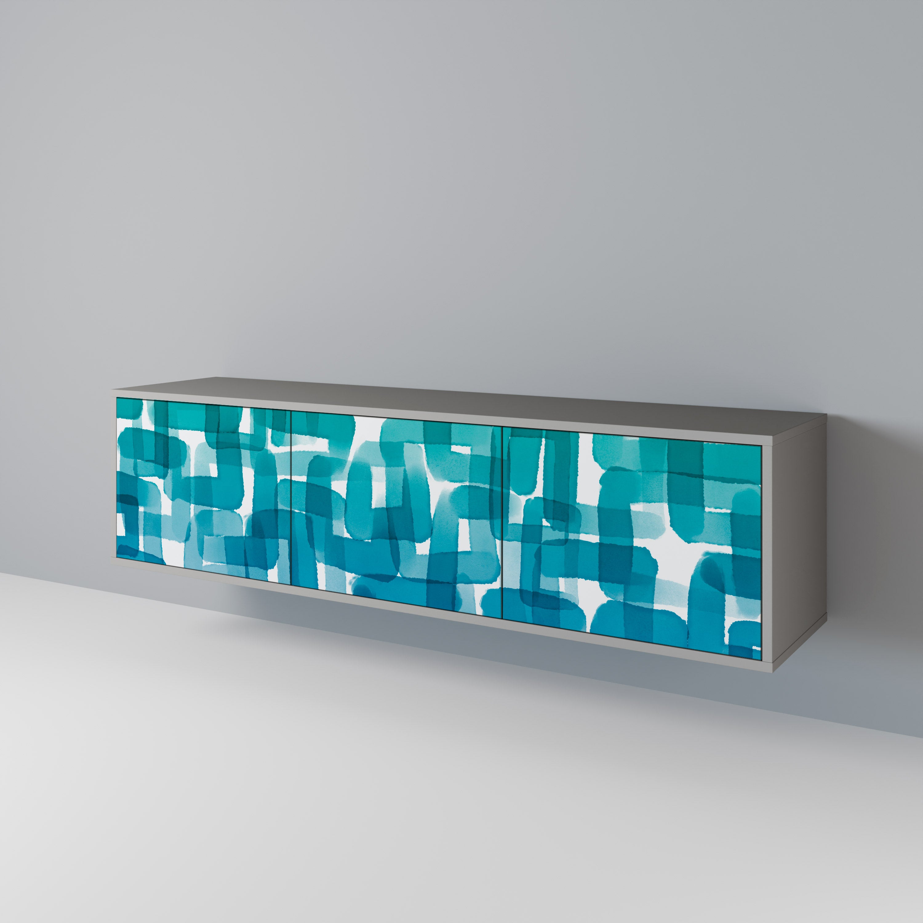 TURQUOISE RECTANGLES Szafka RTV 3-drzwiowa korpus Szary