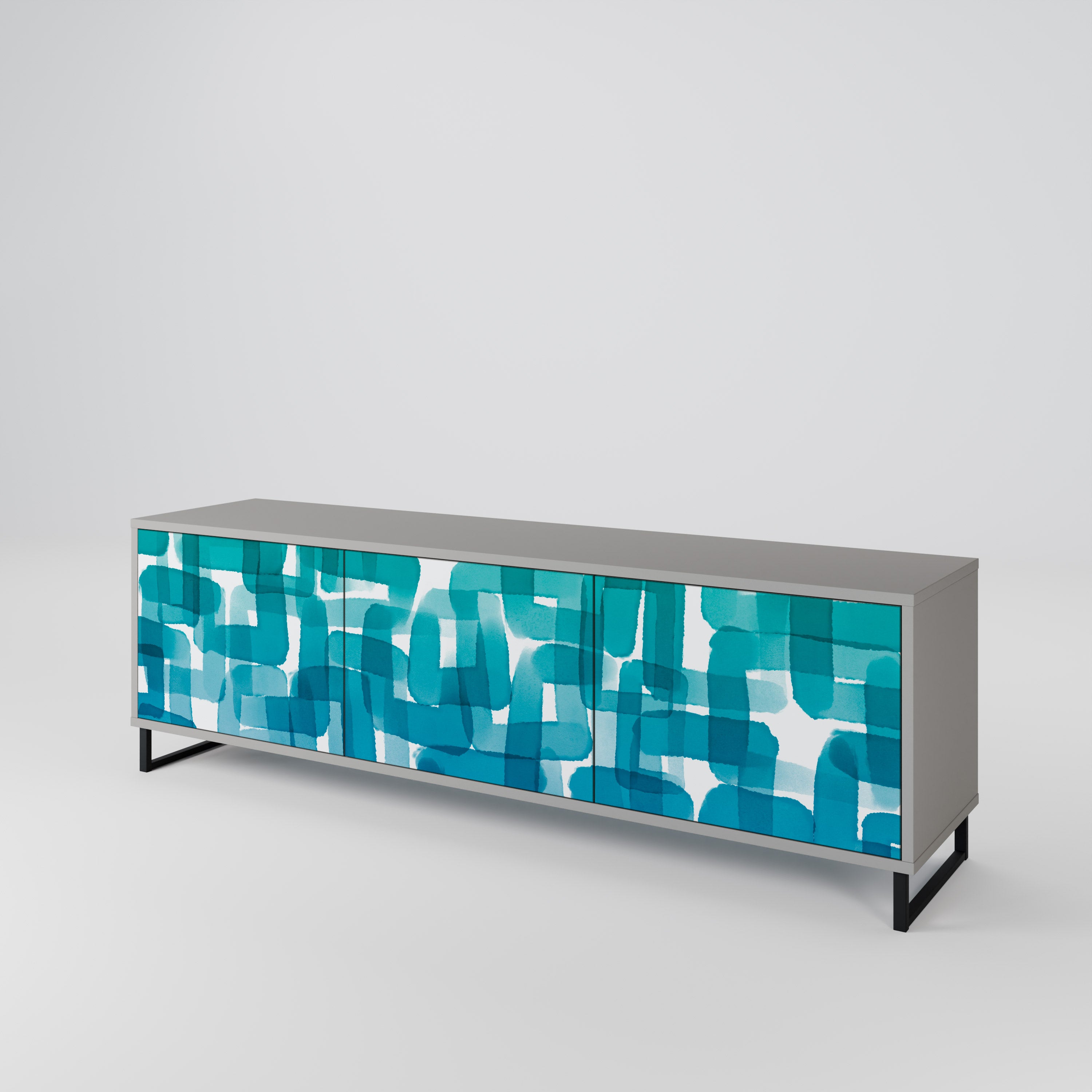 TURQUOISE RECTANGLES Szafka RTV 3-drzwiowa korpus Szary