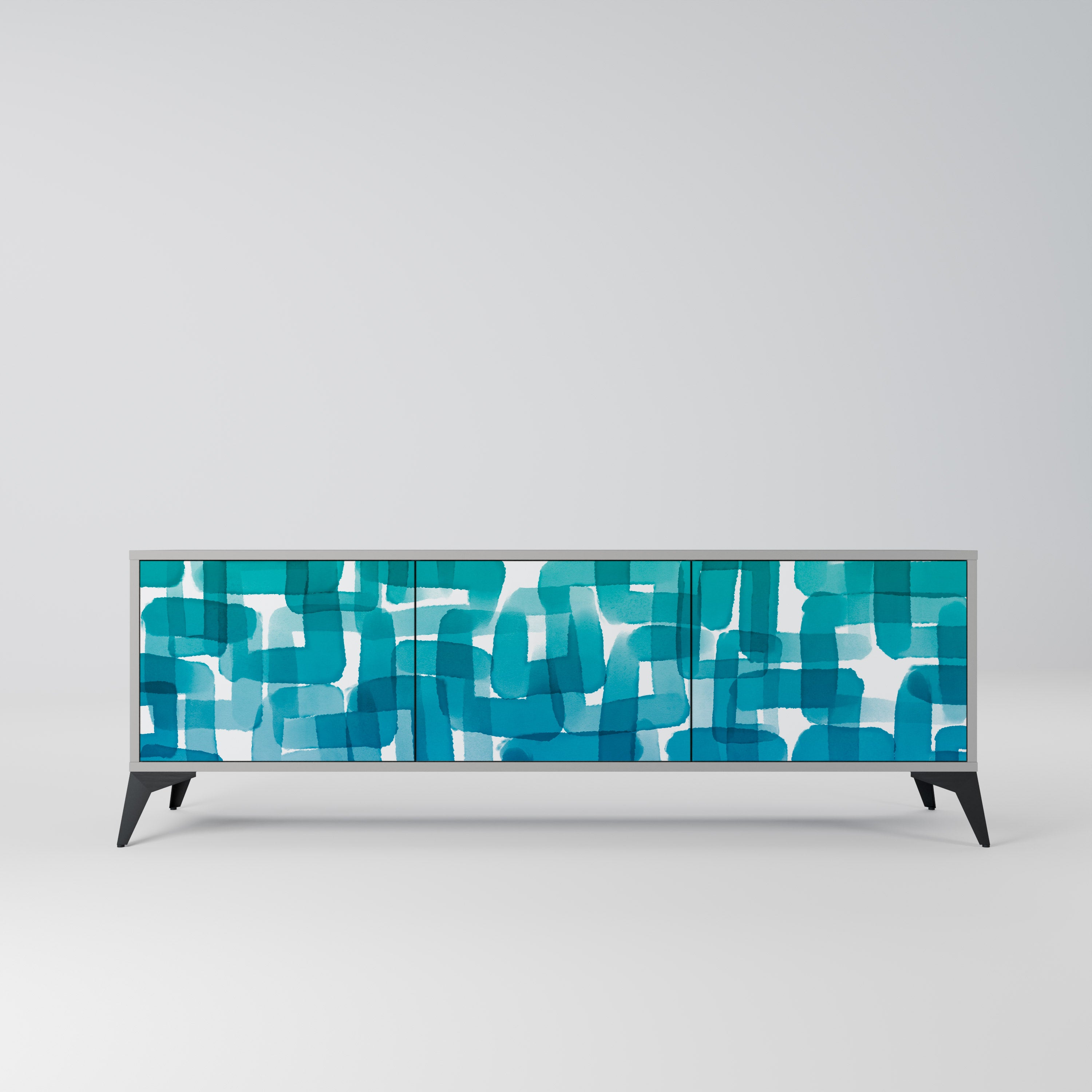 TURQUOISE RECTANGLES Szafka RTV 3-drzwiowa korpus Szary
