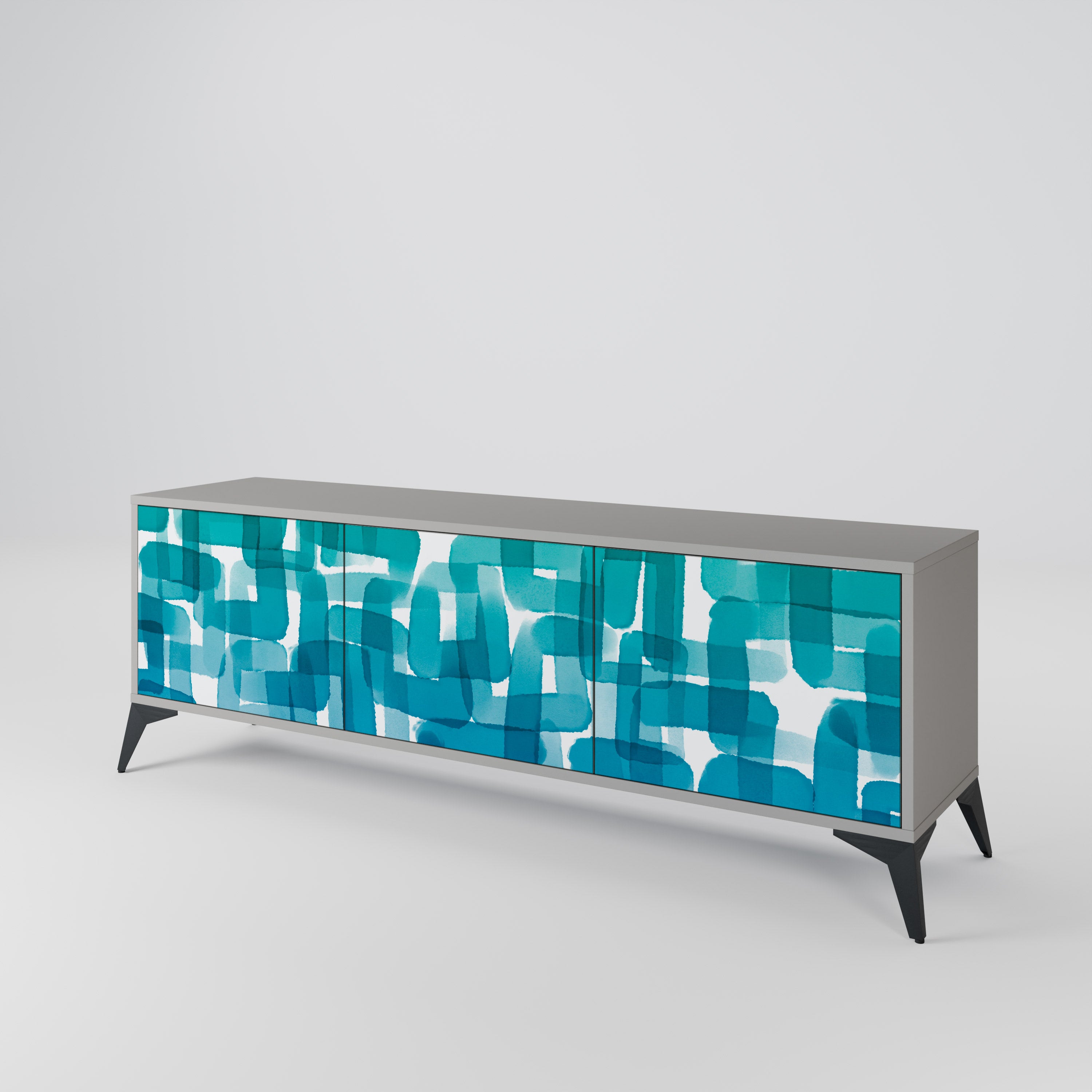 TURQUOISE RECTANGLES Szafka RTV 3-drzwiowa korpus Szary