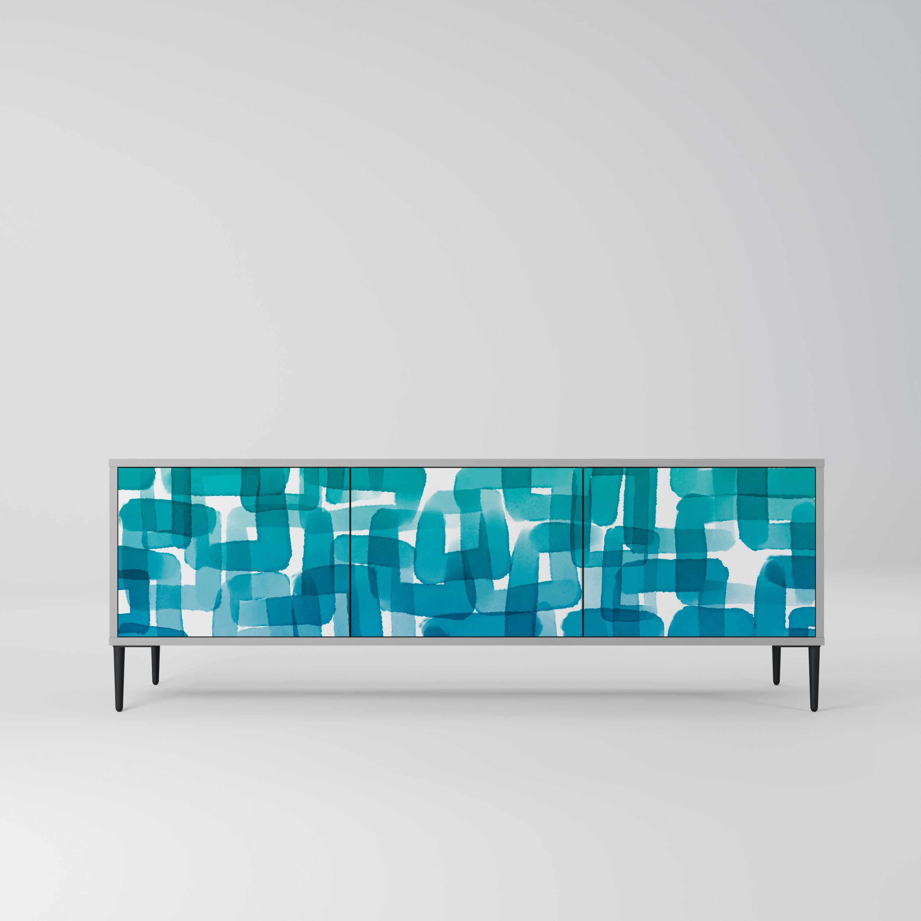 TURQUOISE RECTANGLES Szafka RTV 3-drzwiowa korpus Szary