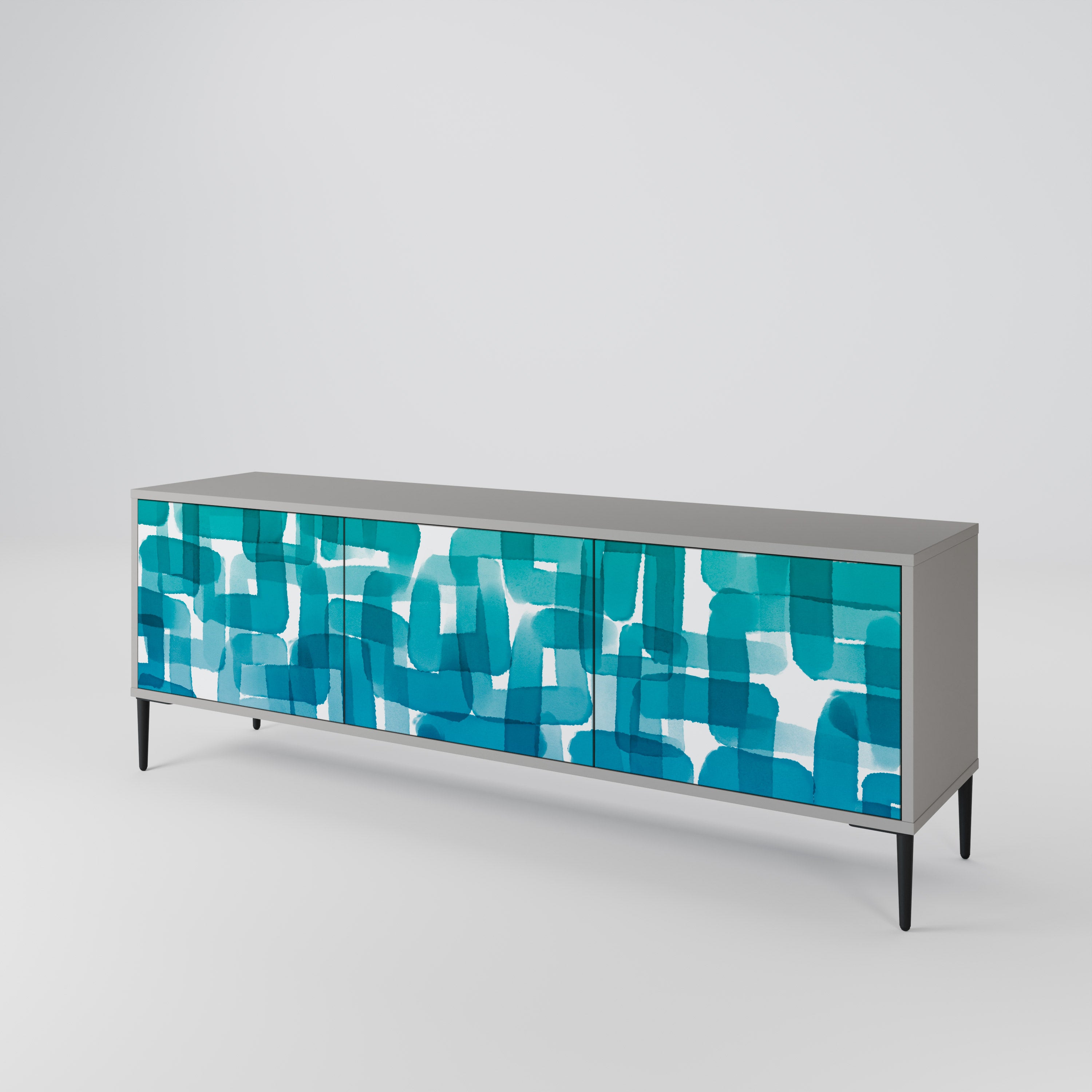 TURQUOISE RECTANGLES Szafka RTV 3-drzwiowa korpus Szary