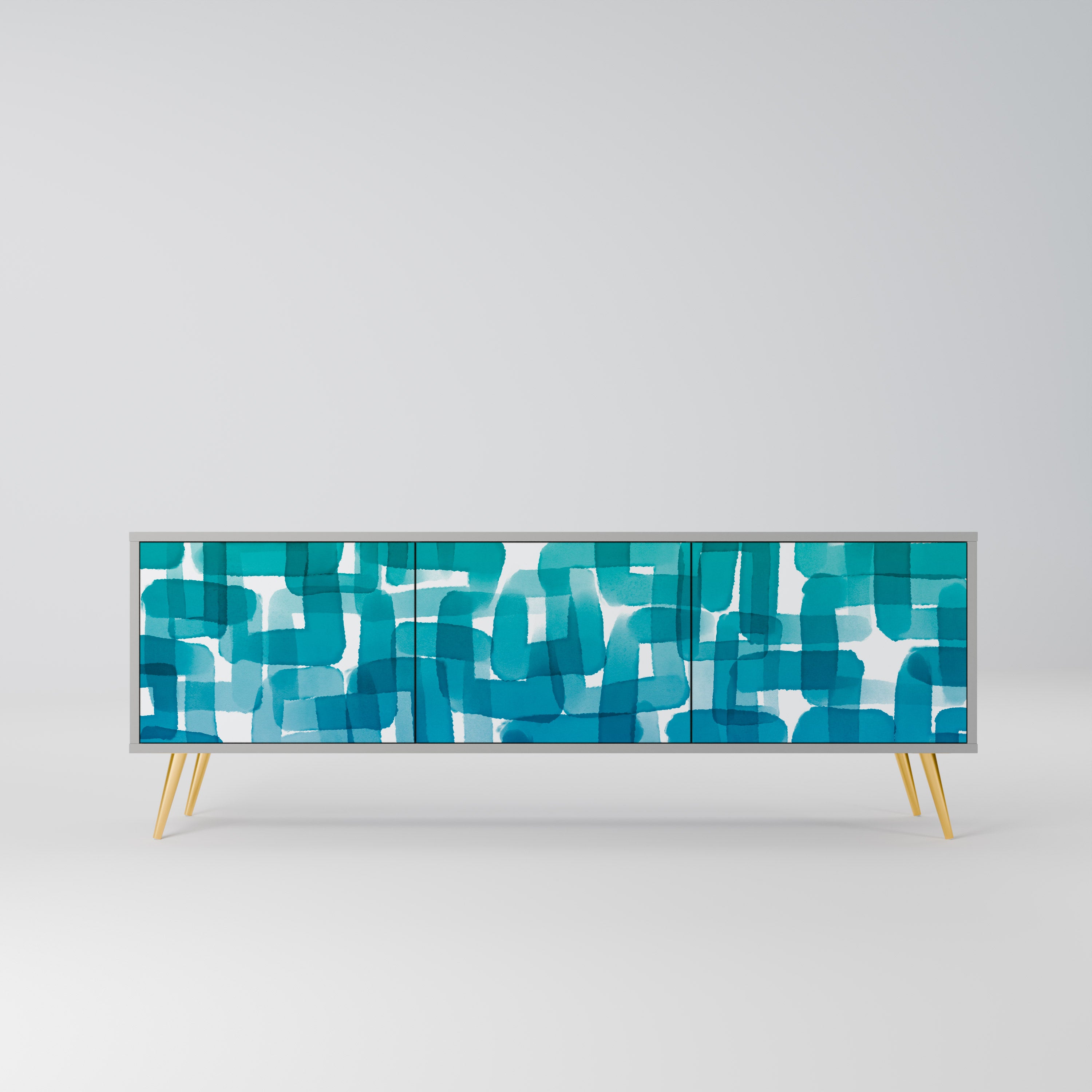 TURQUOISE RECTANGLES Szafka RTV 3-drzwiowa korpus Szary