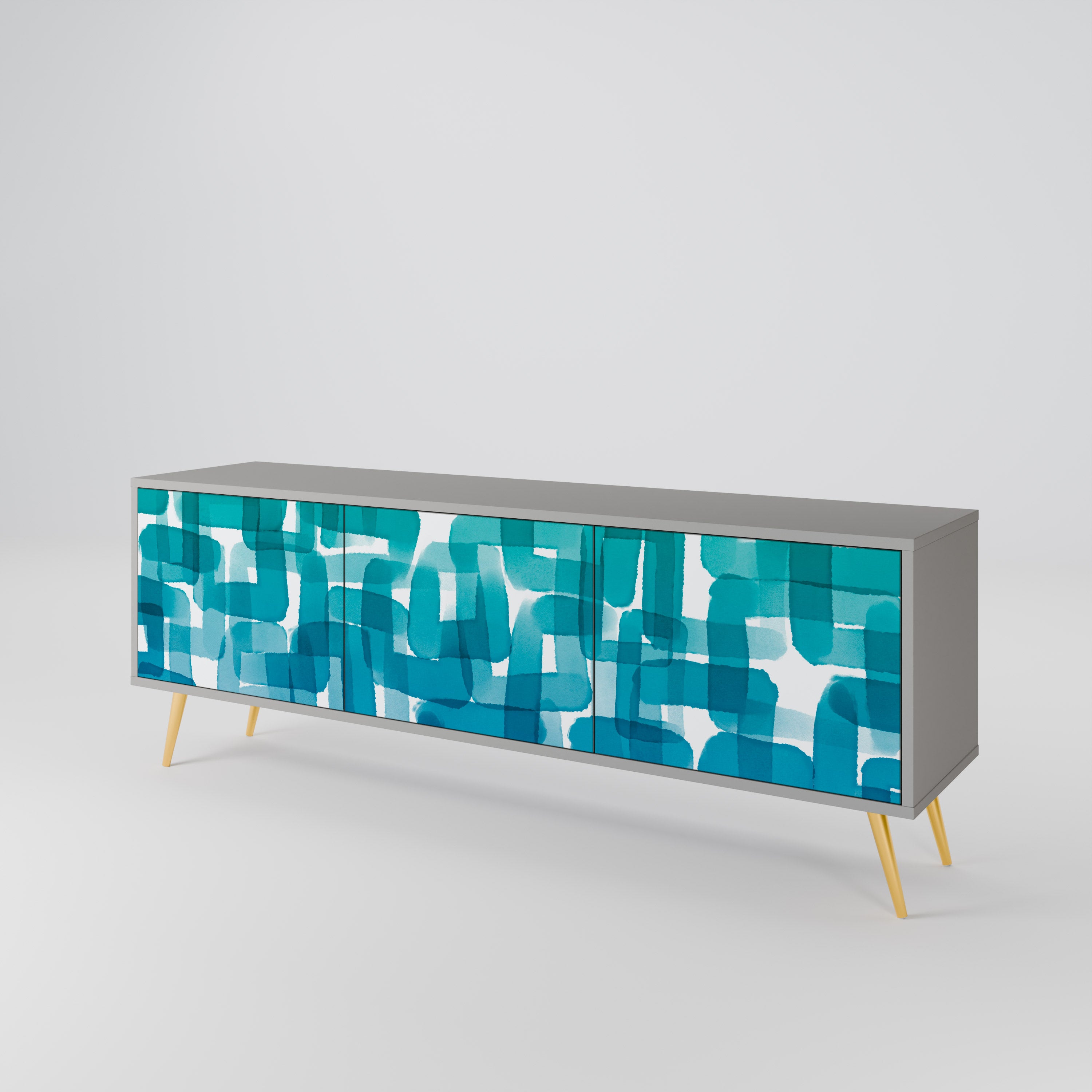 TURQUOISE RECTANGLES Szafka RTV 3-drzwiowa korpus Szary
