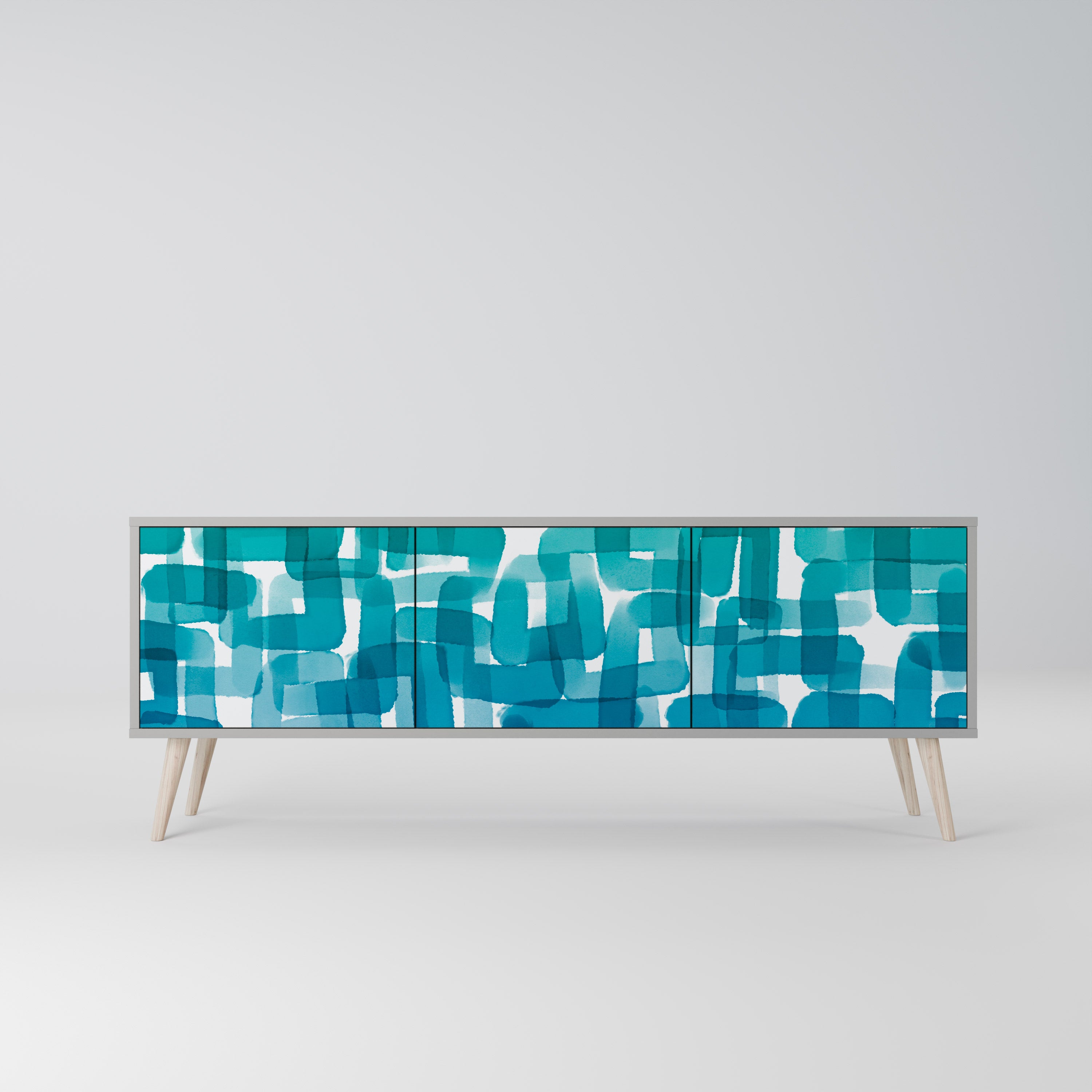 TURQUOISE RECTANGLES Szafka RTV 3-drzwiowa korpus Szary