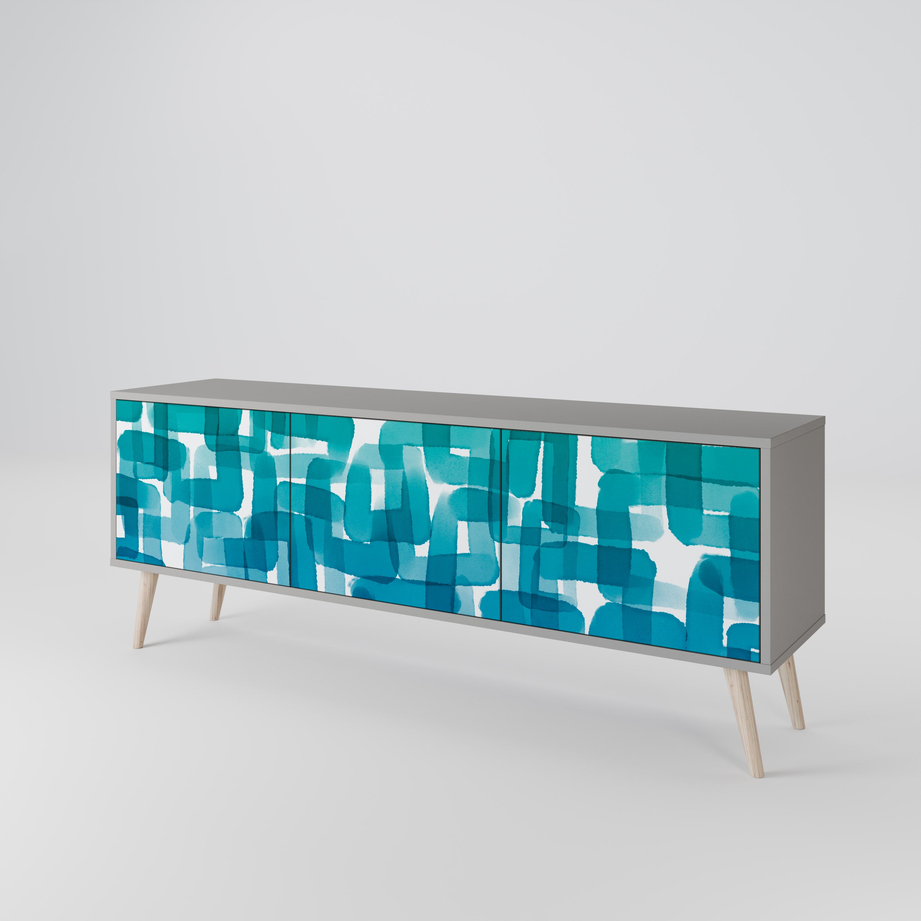 TURQUOISE RECTANGLES Szafka RTV 3-drzwiowa korpus Szary