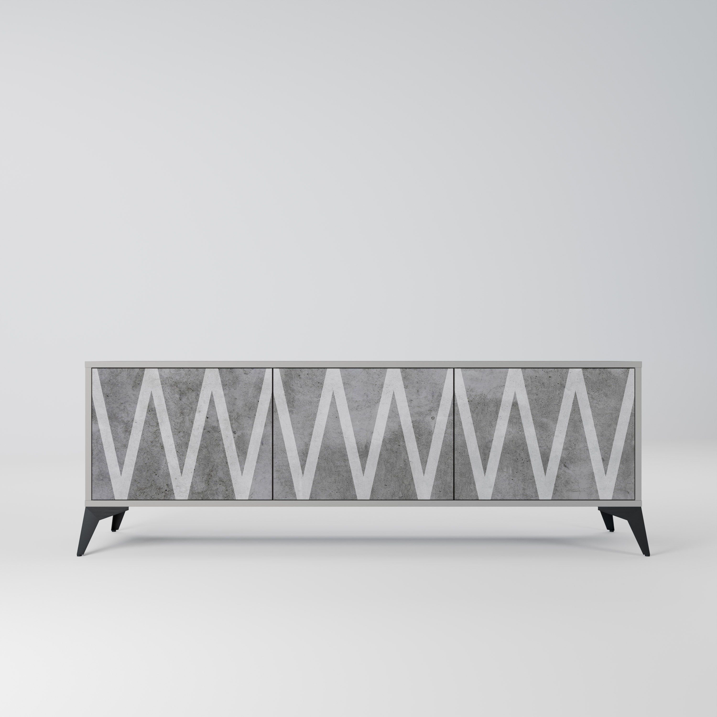 SOLID ZIG ZAG Szafka RTV 3-drzwiowa korpus Szary