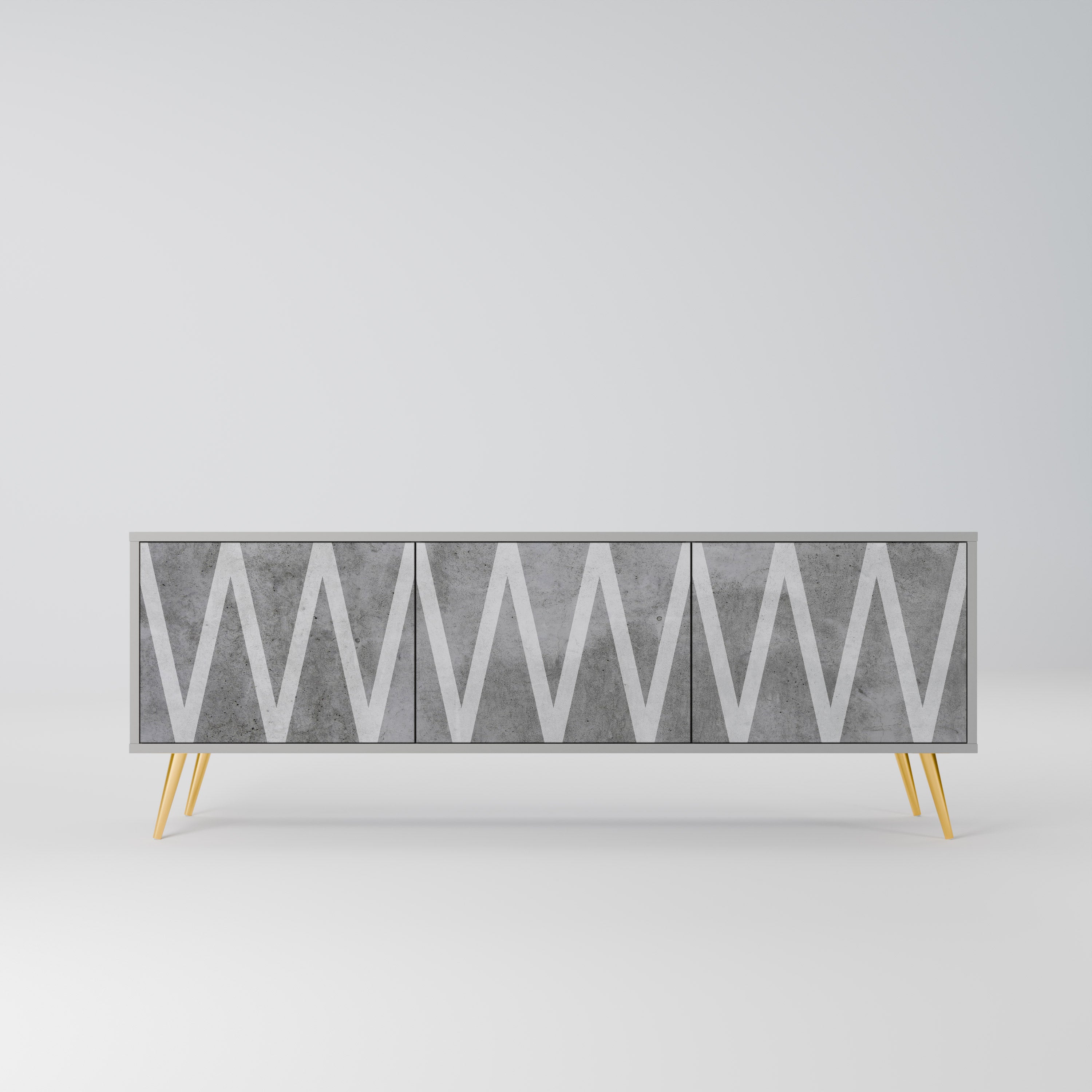 SOLID ZIG ZAG Szafka RTV 3-drzwiowa korpus Szary