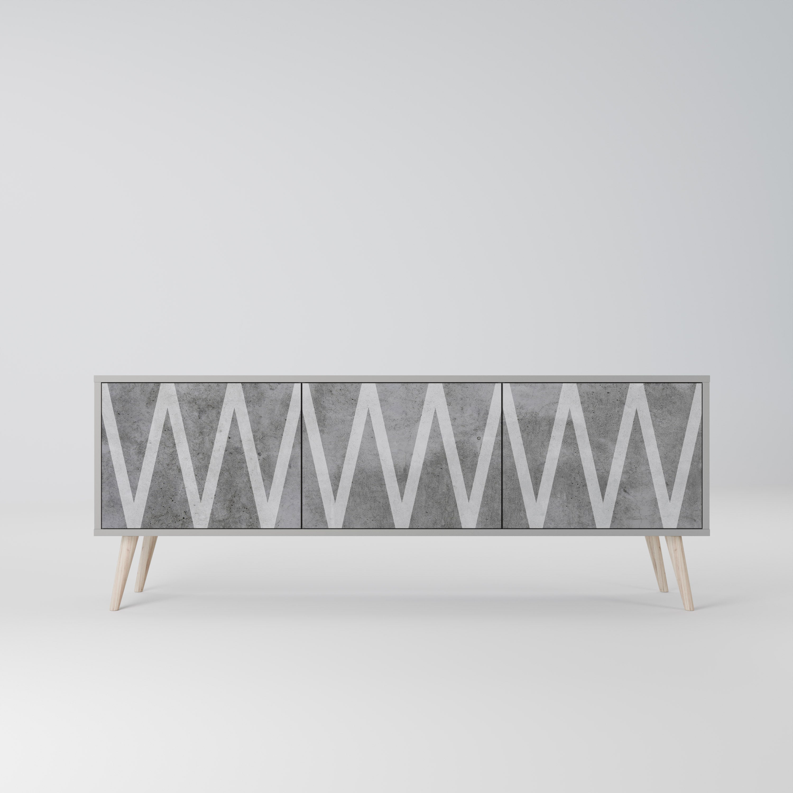 SOLID ZIG ZAG Szafka RTV 3-drzwiowa korpus Szary