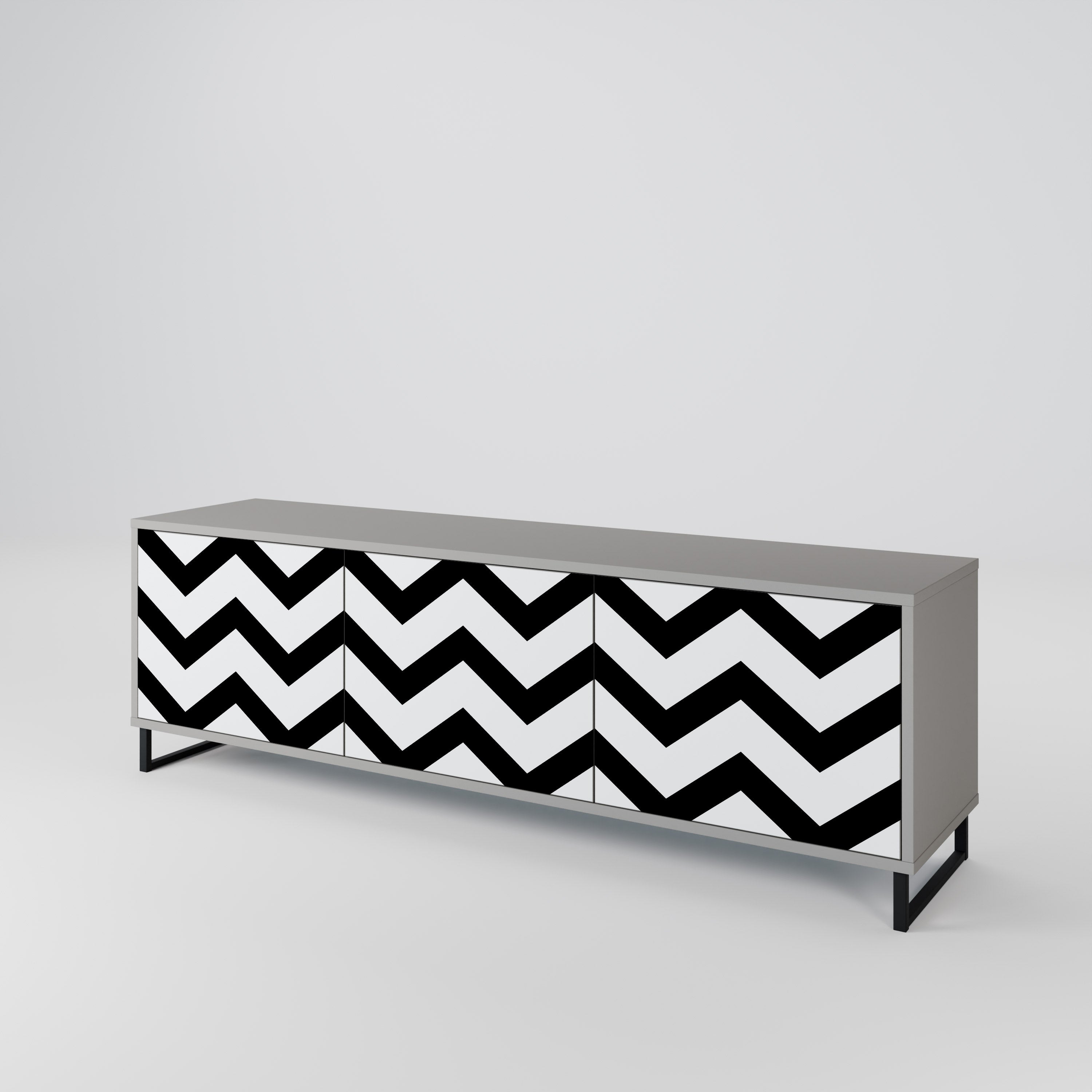 CLASSIC ZIG ZAG Szafka RTV 3-drzwiowa korpus Szary