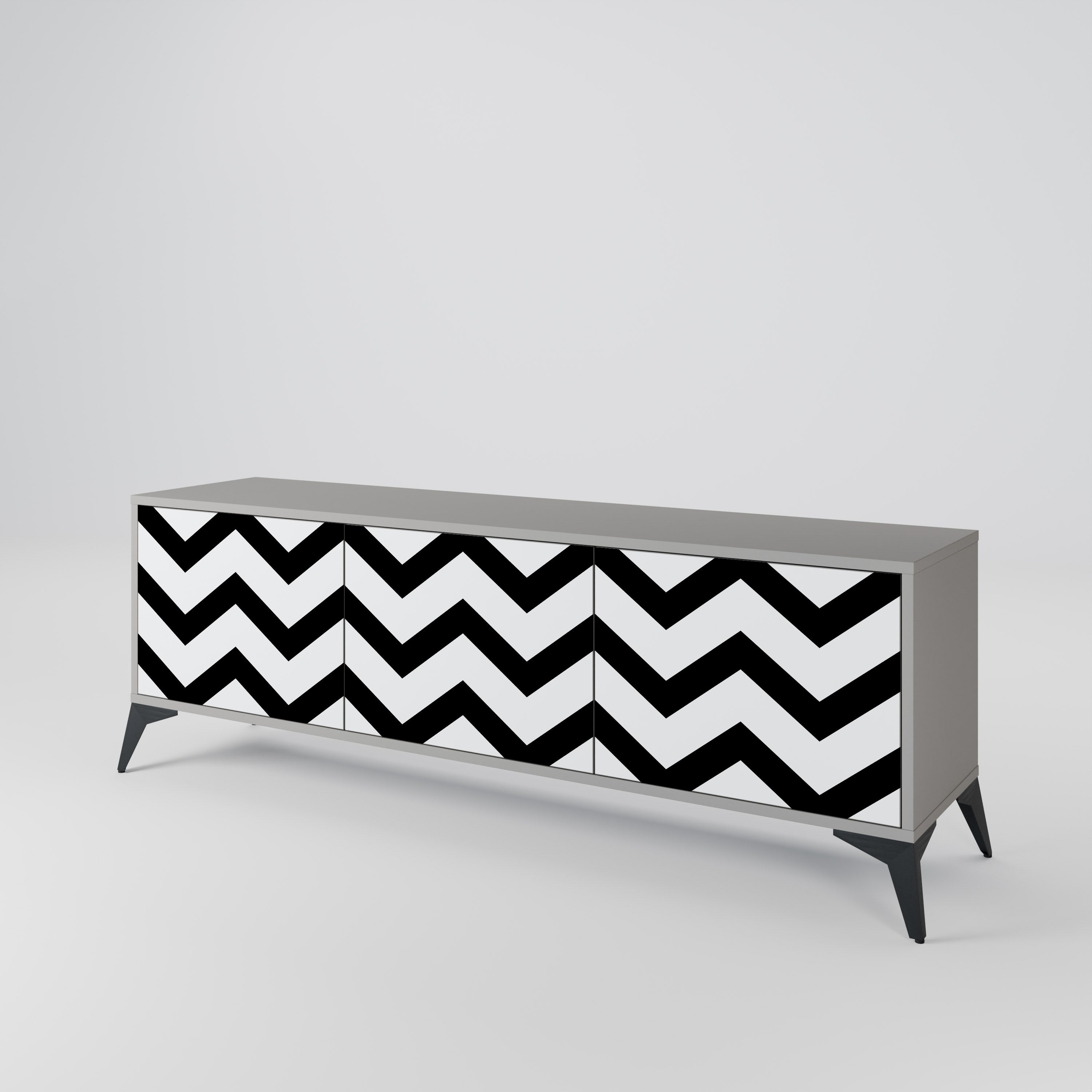 CLASSIC ZIG ZAG Szafka RTV 3-drzwiowa korpus Szary