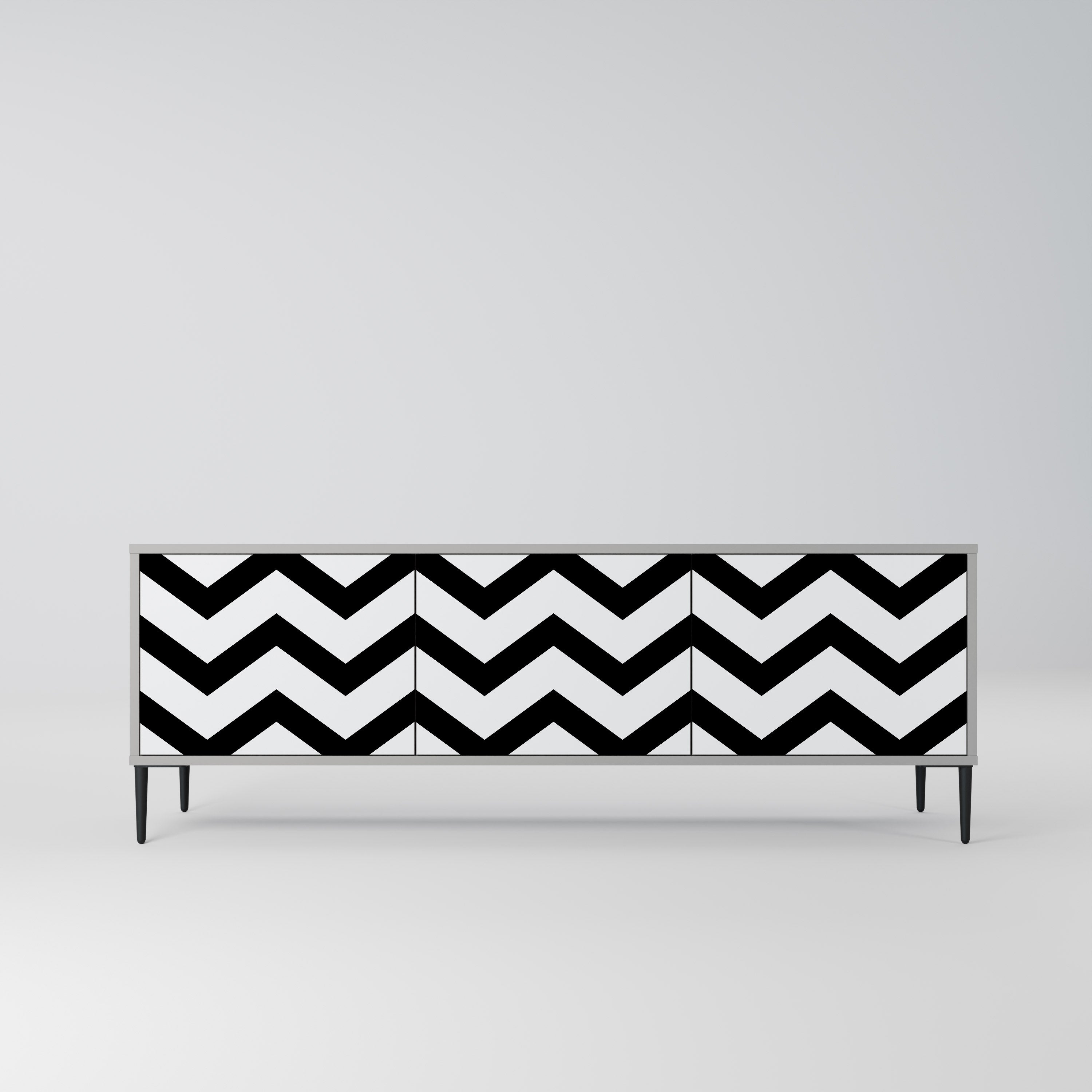 CLASSIC ZIG ZAG Szafka RTV 3-drzwiowa korpus Szary