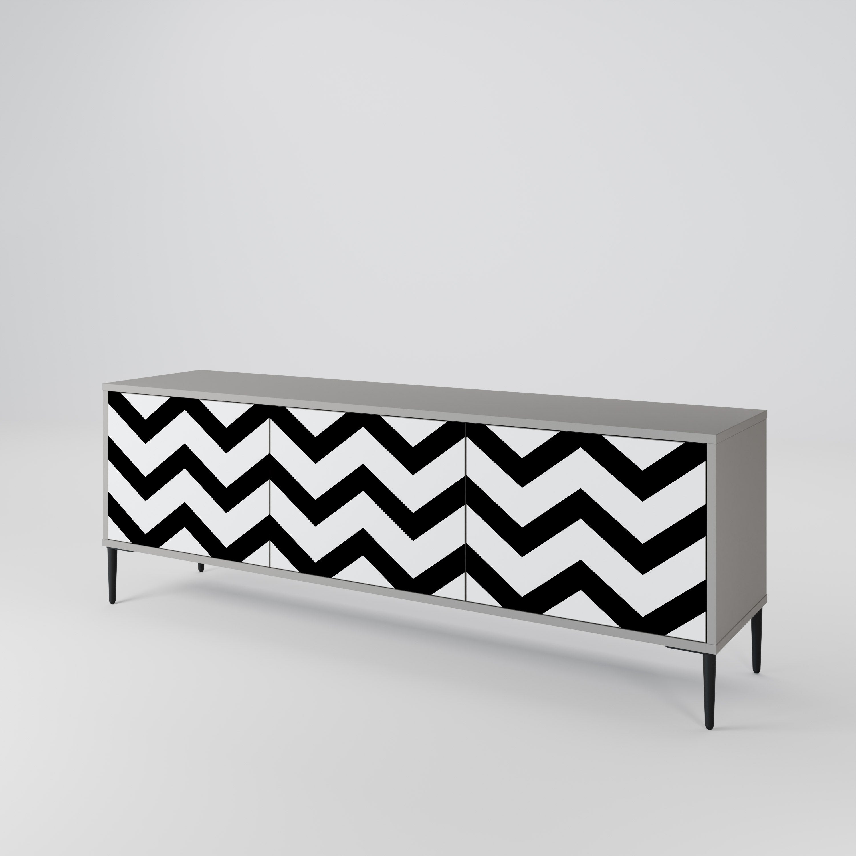 CLASSIC ZIG ZAG Szafka RTV 3-drzwiowa korpus Szary