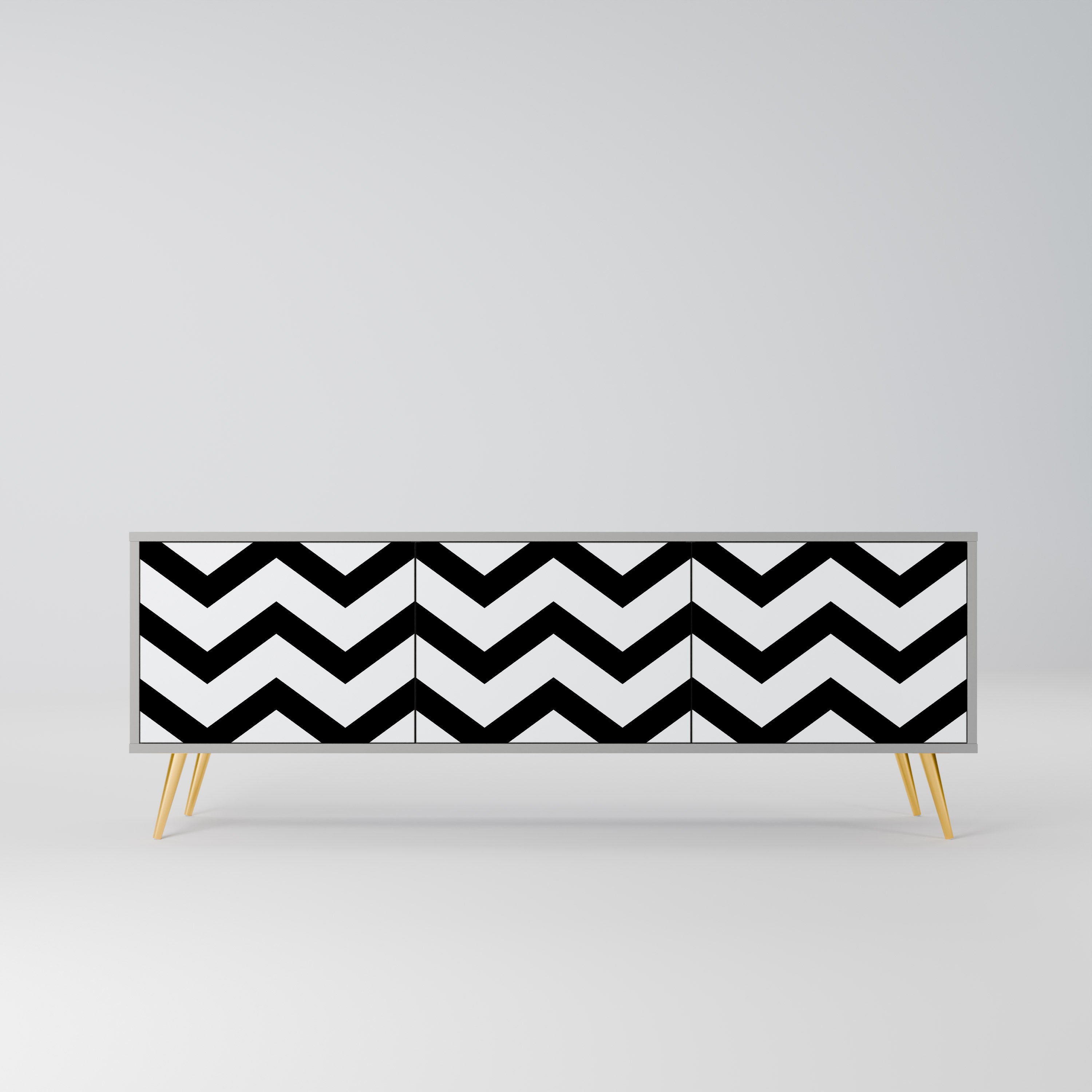 CLASSIC ZIG ZAG Szafka RTV 3-drzwiowa korpus Szary