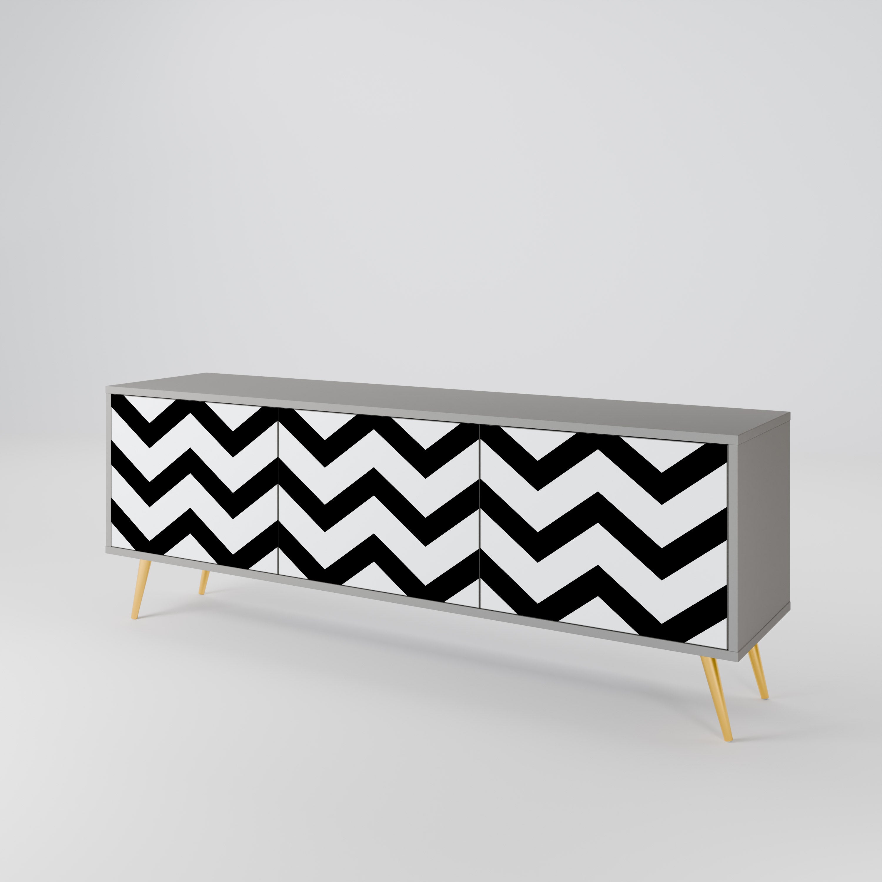 CLASSIC ZIG ZAG Szafka RTV 3-drzwiowa korpus Szary