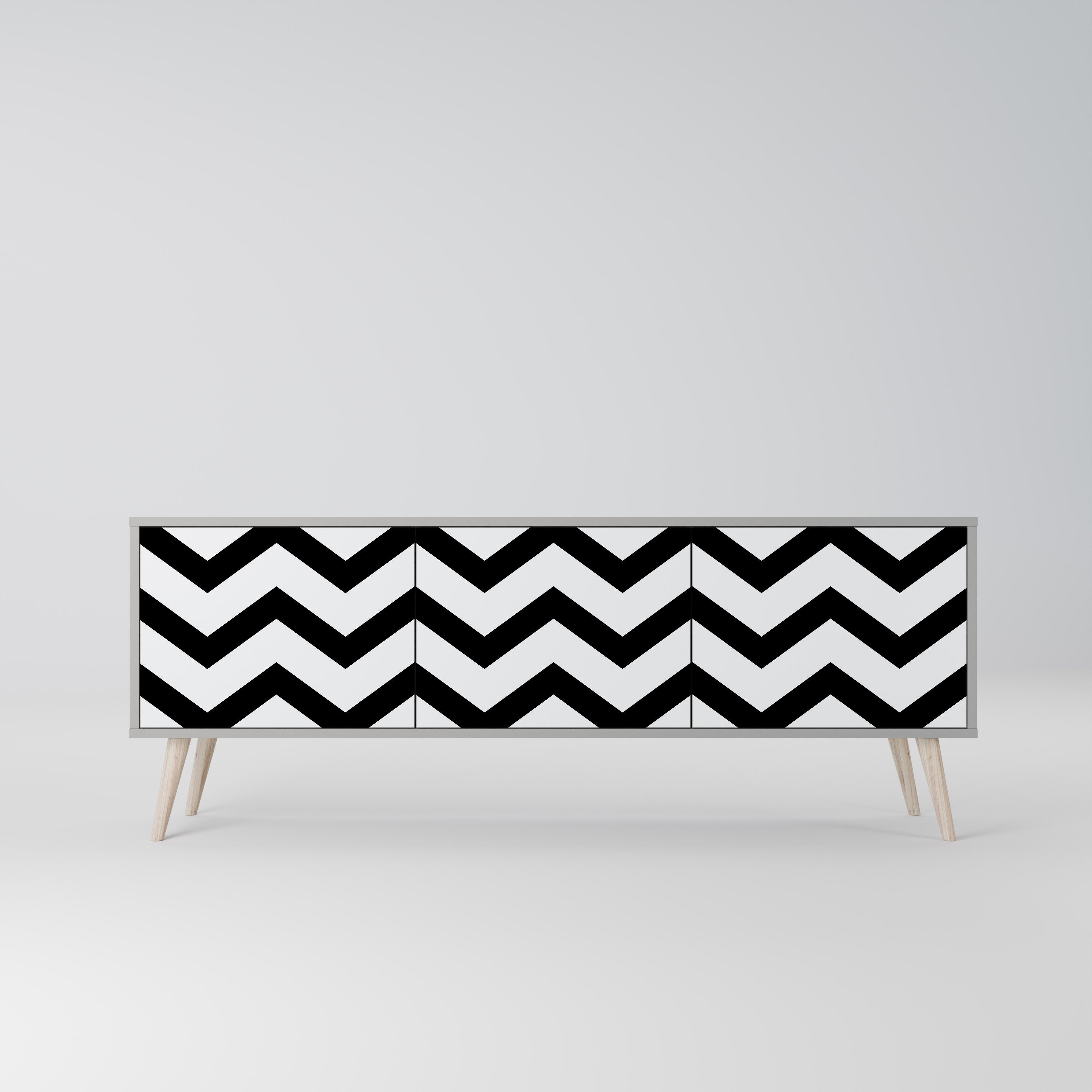 CLASSIC ZIG ZAG Szafka RTV 3-drzwiowa korpus Szary