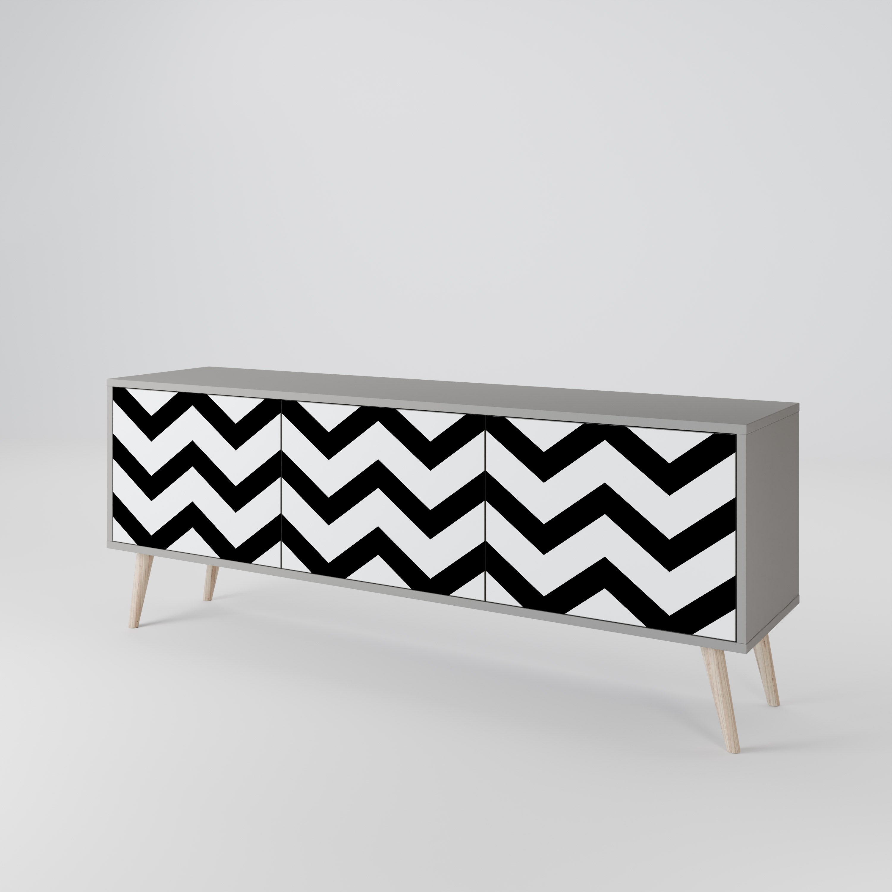CLASSIC ZIG ZAG Szafka RTV 3-drzwiowa korpus Szary