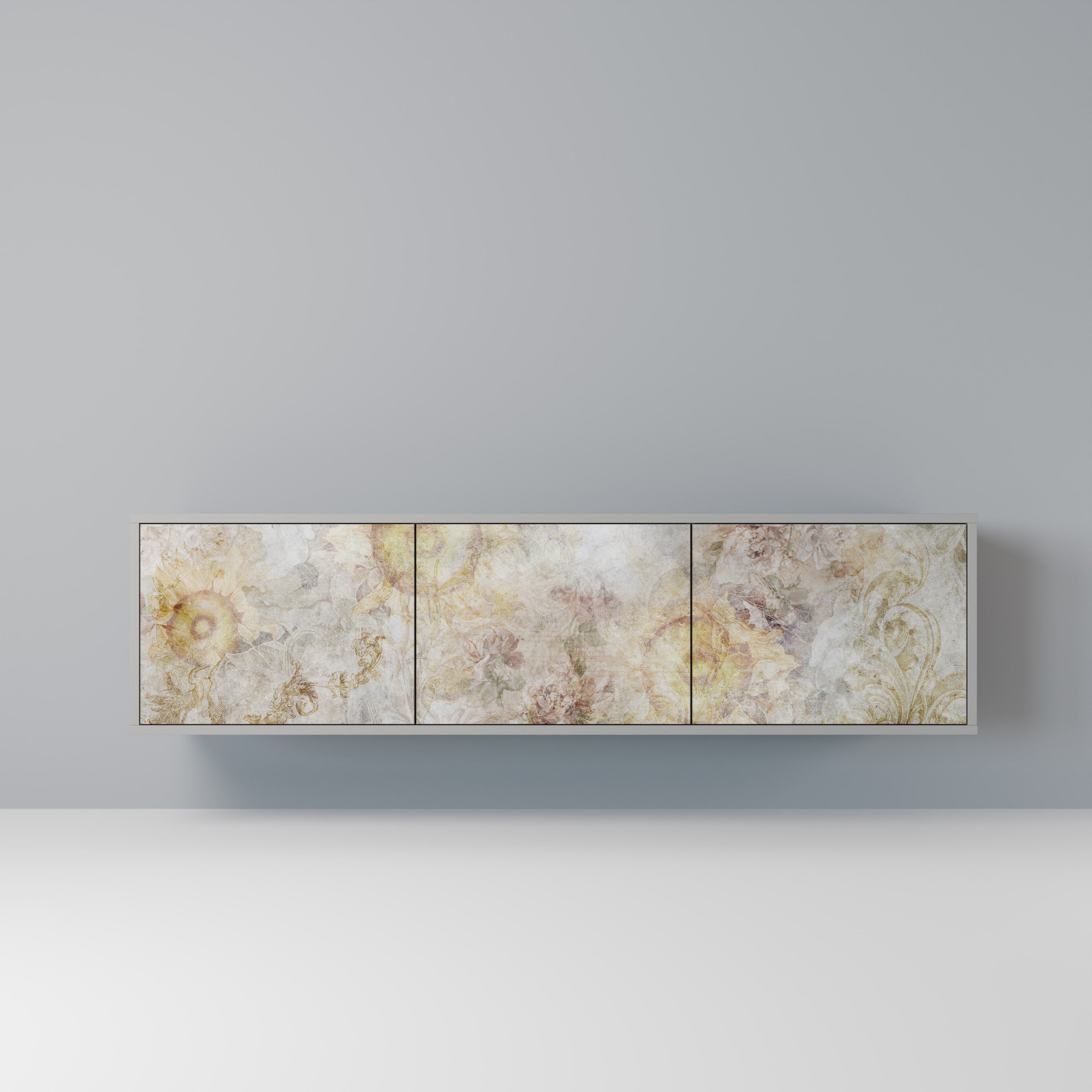 SUNFLOWER BLUR Szafka RTV 3-drzwiowa korpus Szary