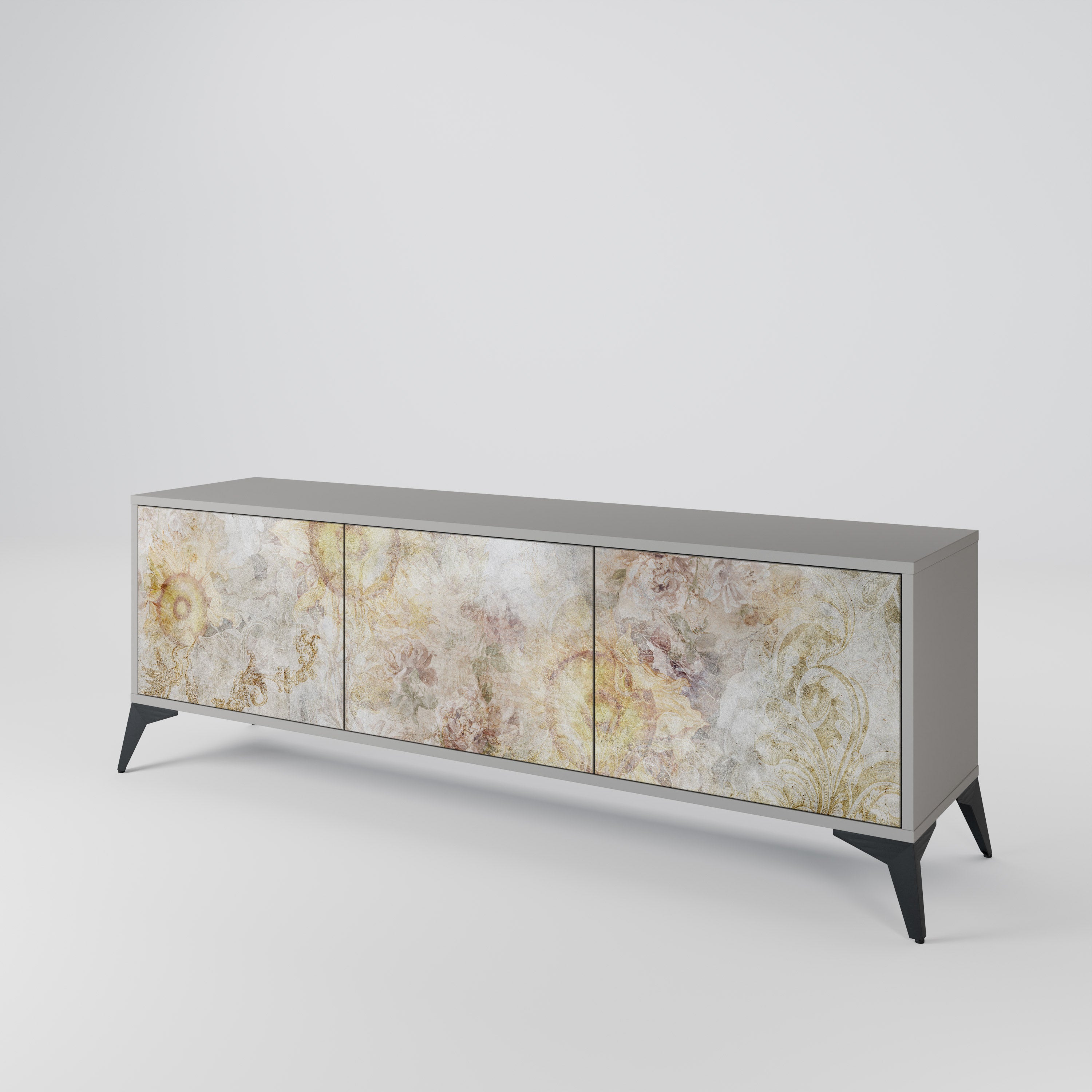 SUNFLOWER BLUR Szafka RTV 3-drzwiowa korpus Szary