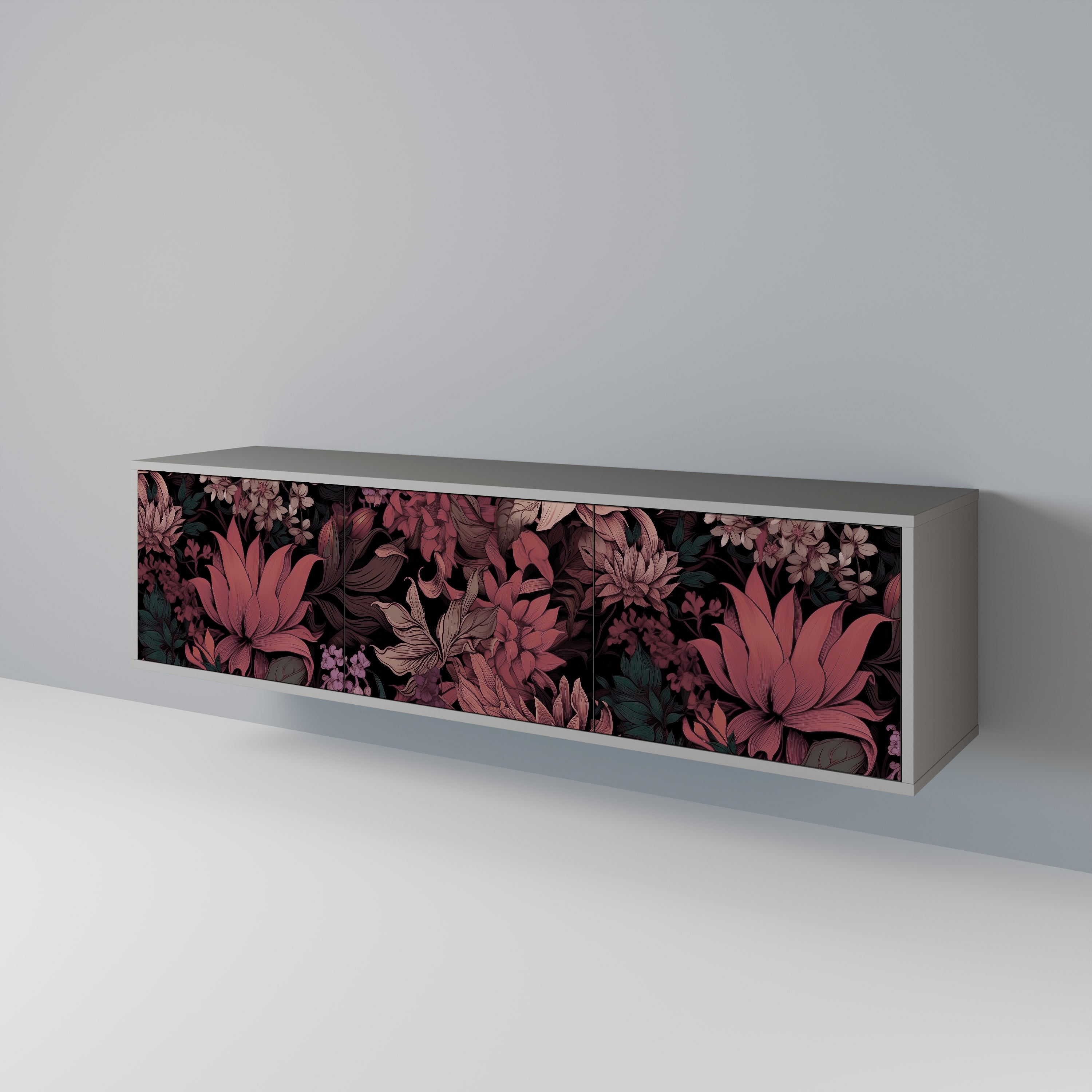 FLORAL WHISPER Szafka RTV 3-drzwiowa korpus Szary