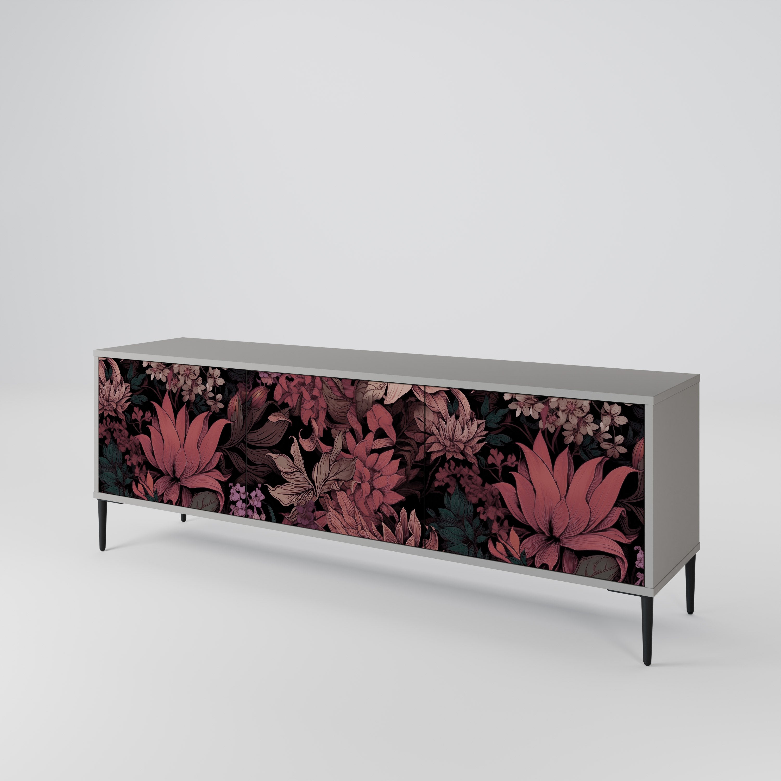 FLORAL WHISPER Szafka RTV 3-drzwiowa korpus Szary