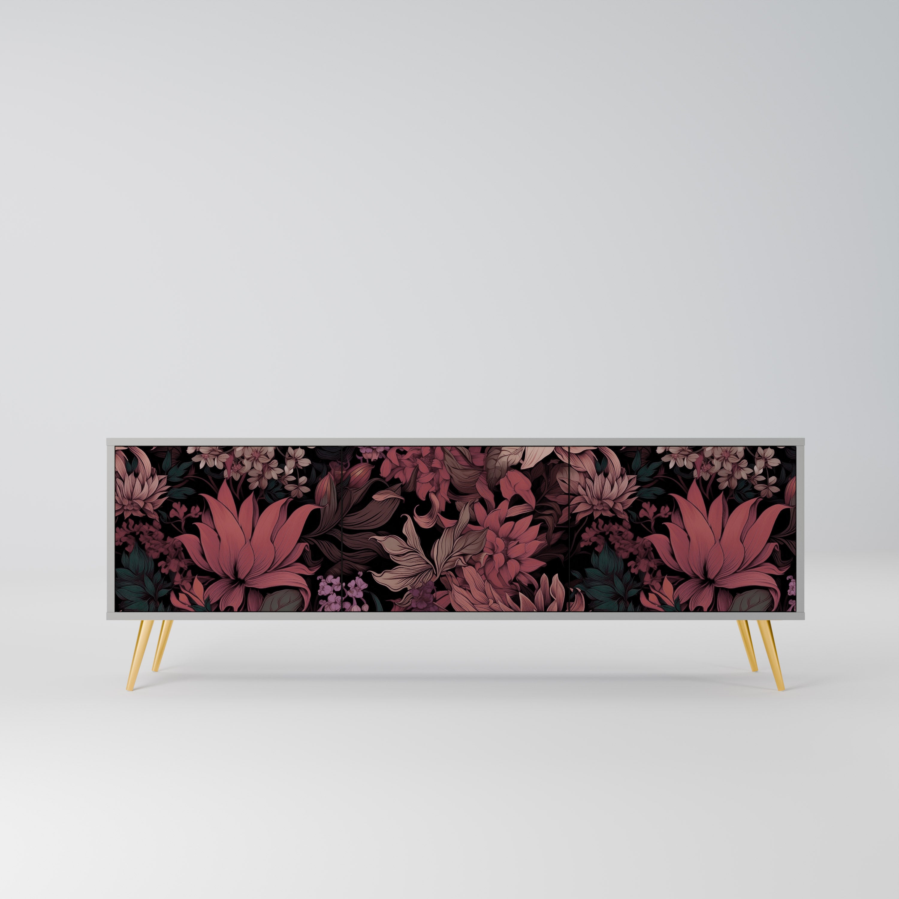 FLORAL WHISPER Szafka RTV 3-drzwiowa korpus Szary