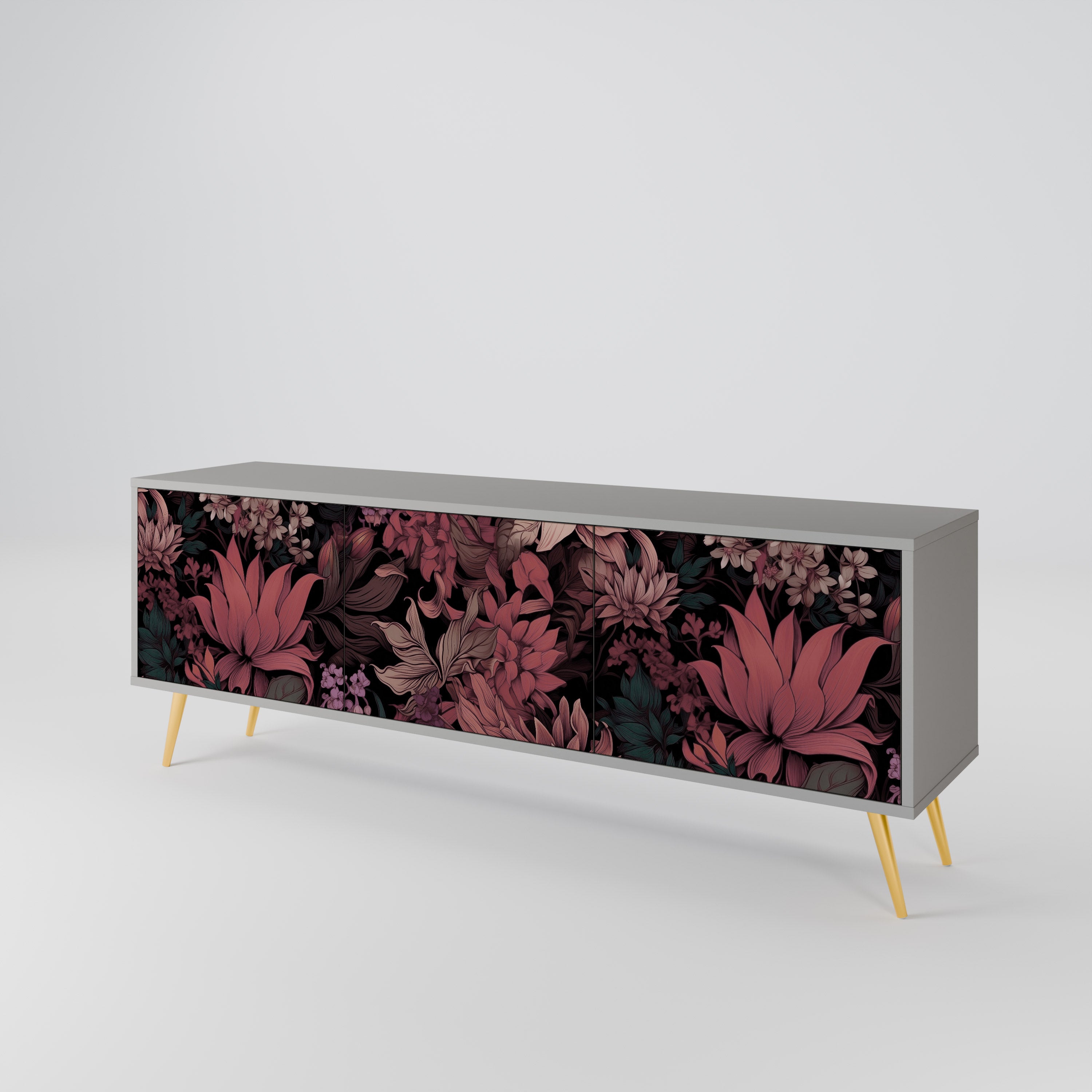 FLORAL WHISPER Szafka RTV 3-drzwiowa korpus Szary