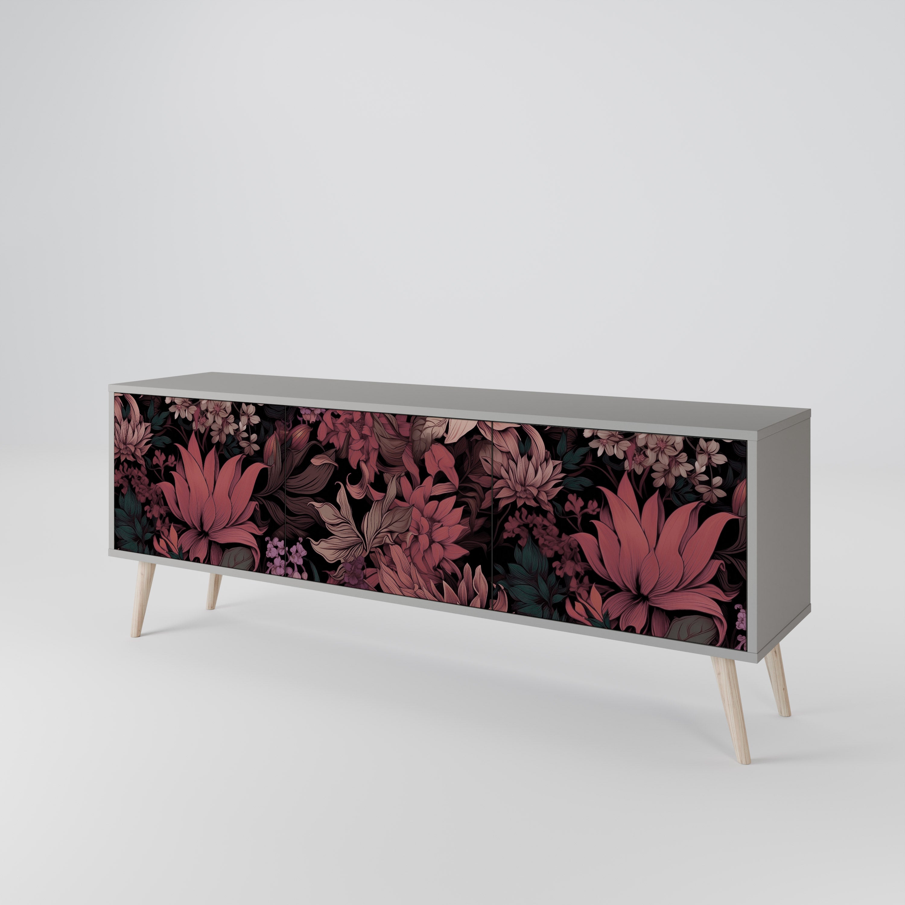 FLORAL WHISPER Szafka RTV 3-drzwiowa korpus Szary