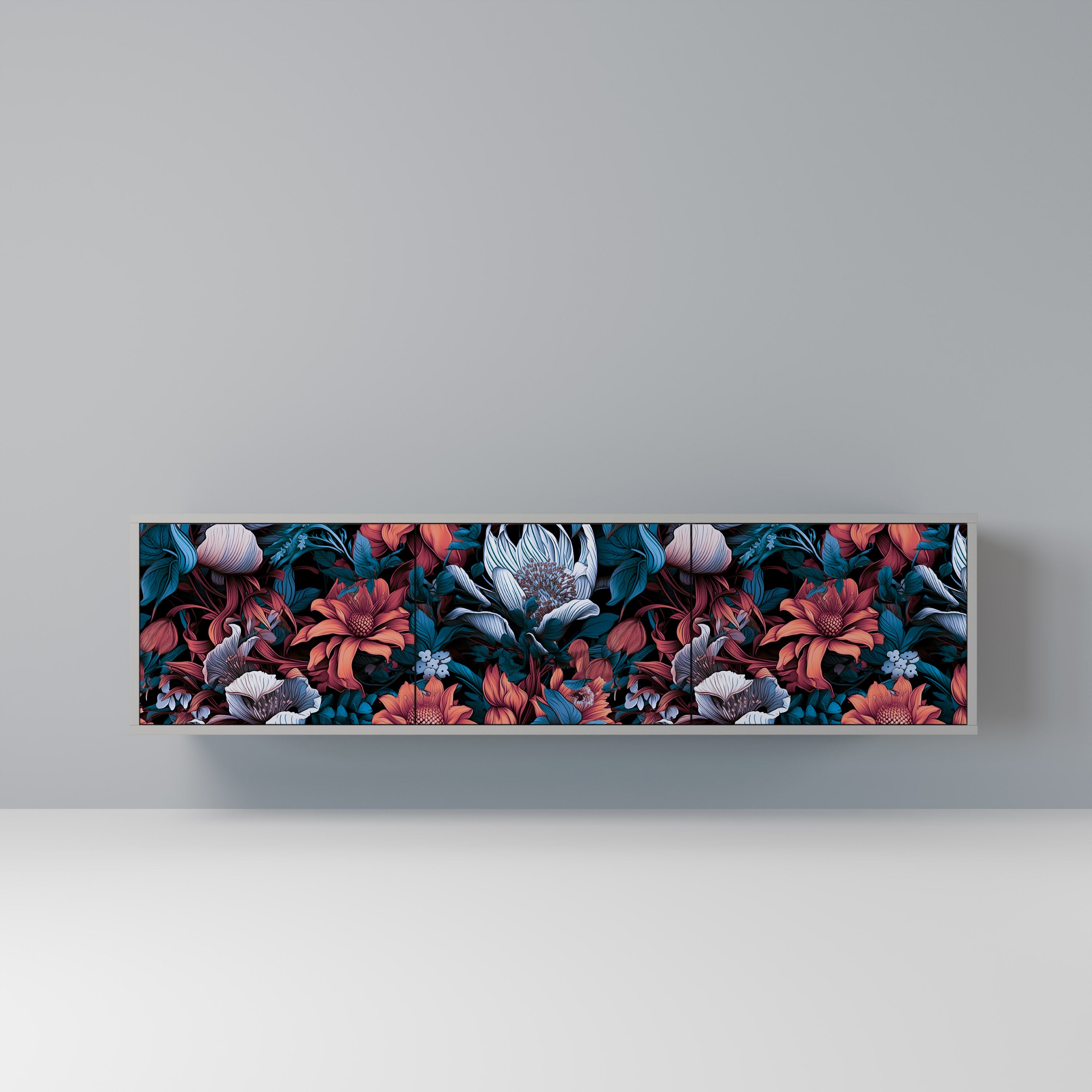 ETHEREAL BLOSSOMS Szafka RTV 3-drzwiowa korpus Szary