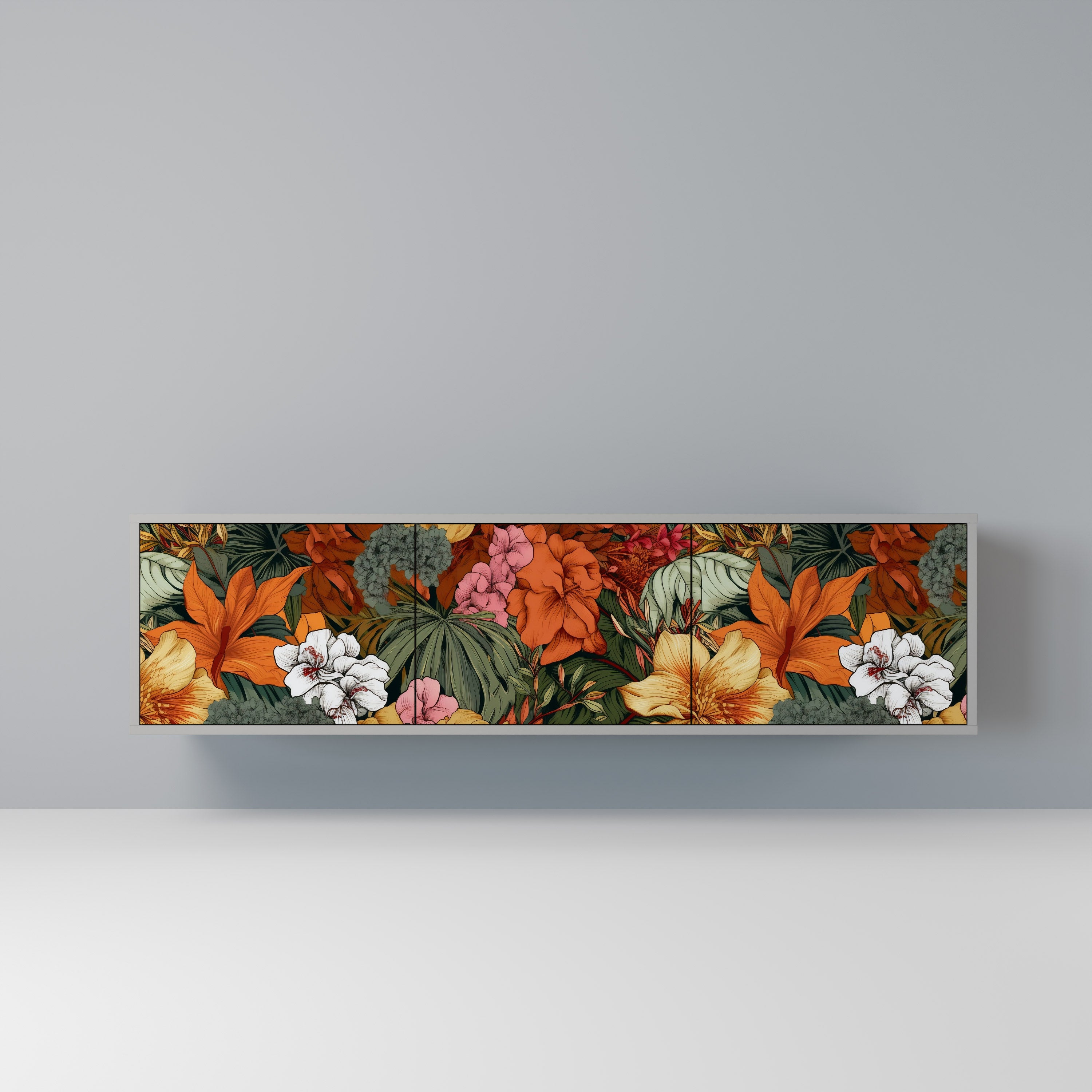 RADIANT FLORA Szafka RTV 3-drzwiowa korpus Szary