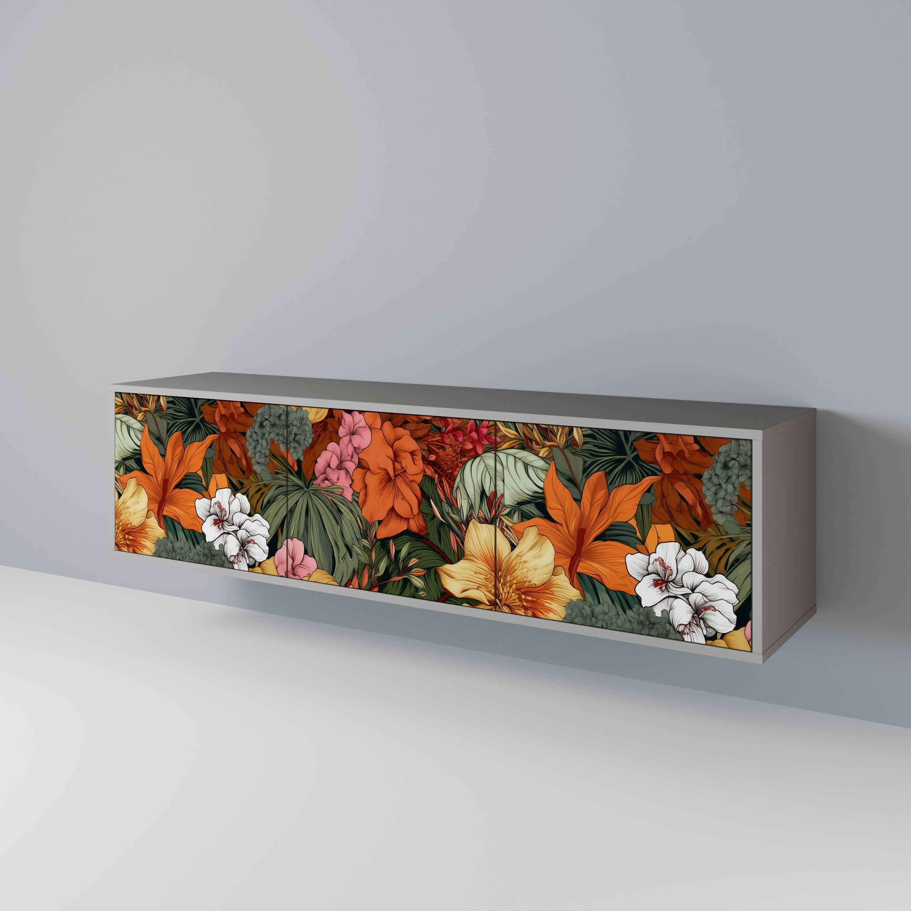 RADIANT FLORA Szafka RTV 3-drzwiowa korpus Szary