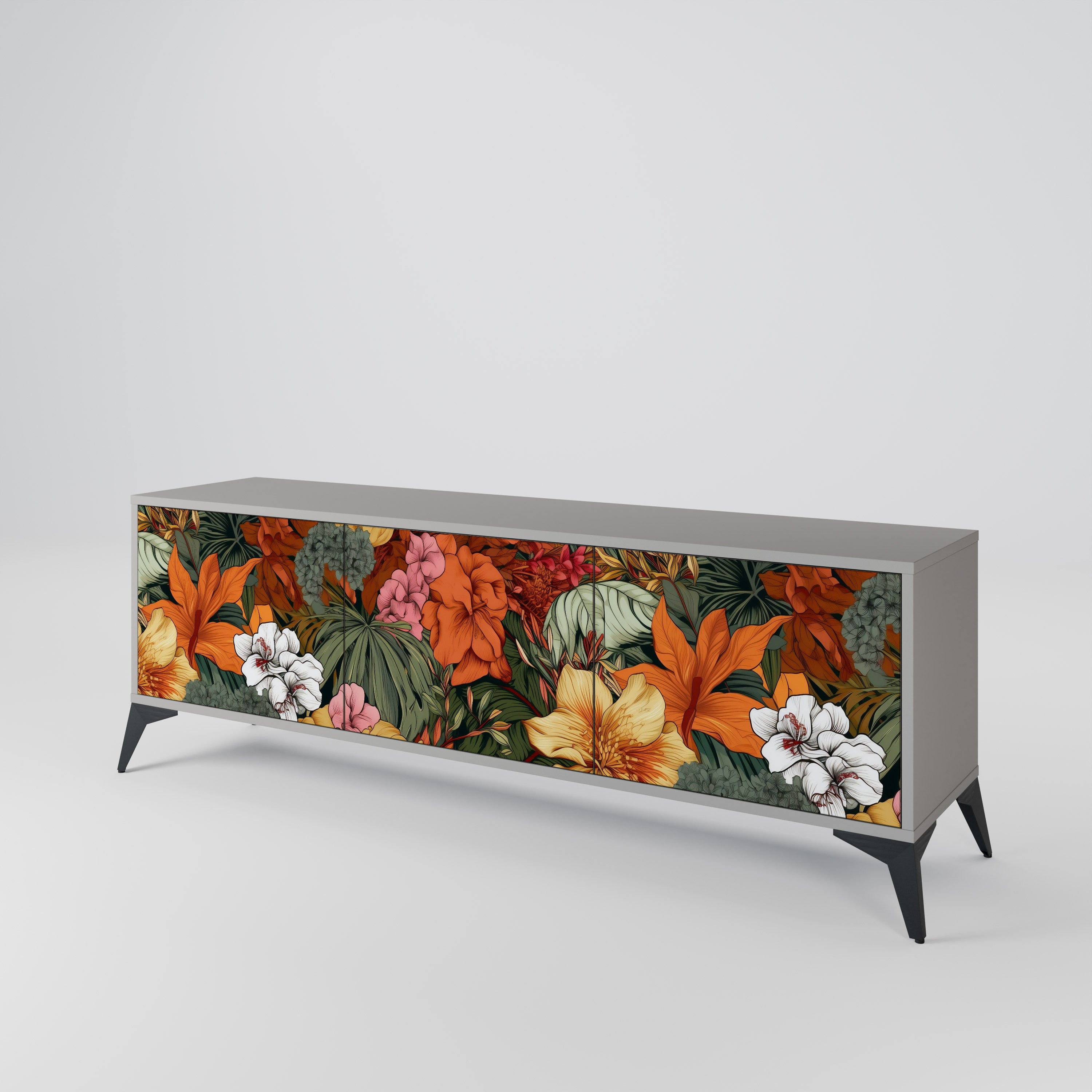 RADIANT FLORA Szafka RTV 3-drzwiowa korpus Szary