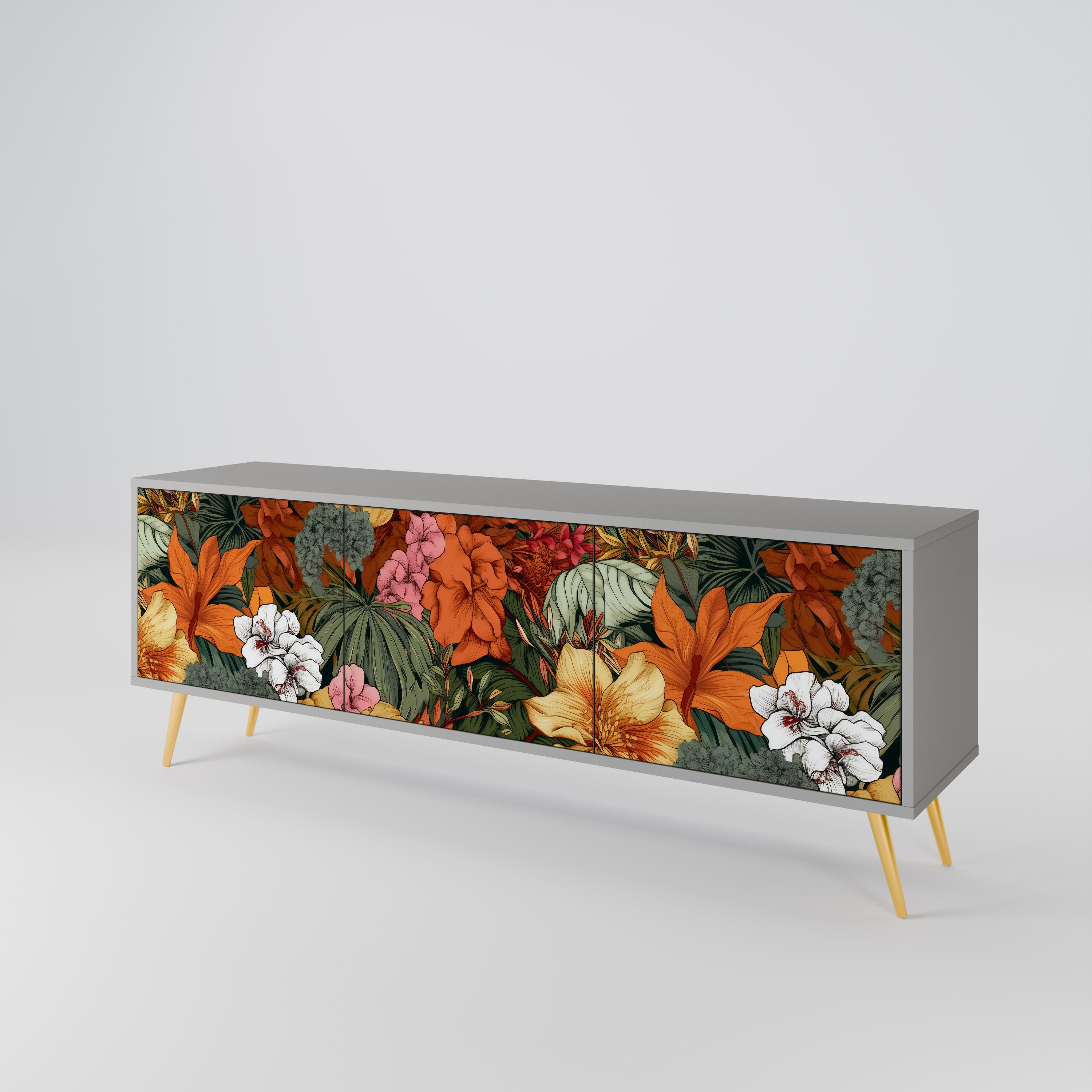 RADIANT FLORA Szafka RTV 3-drzwiowa korpus Szary