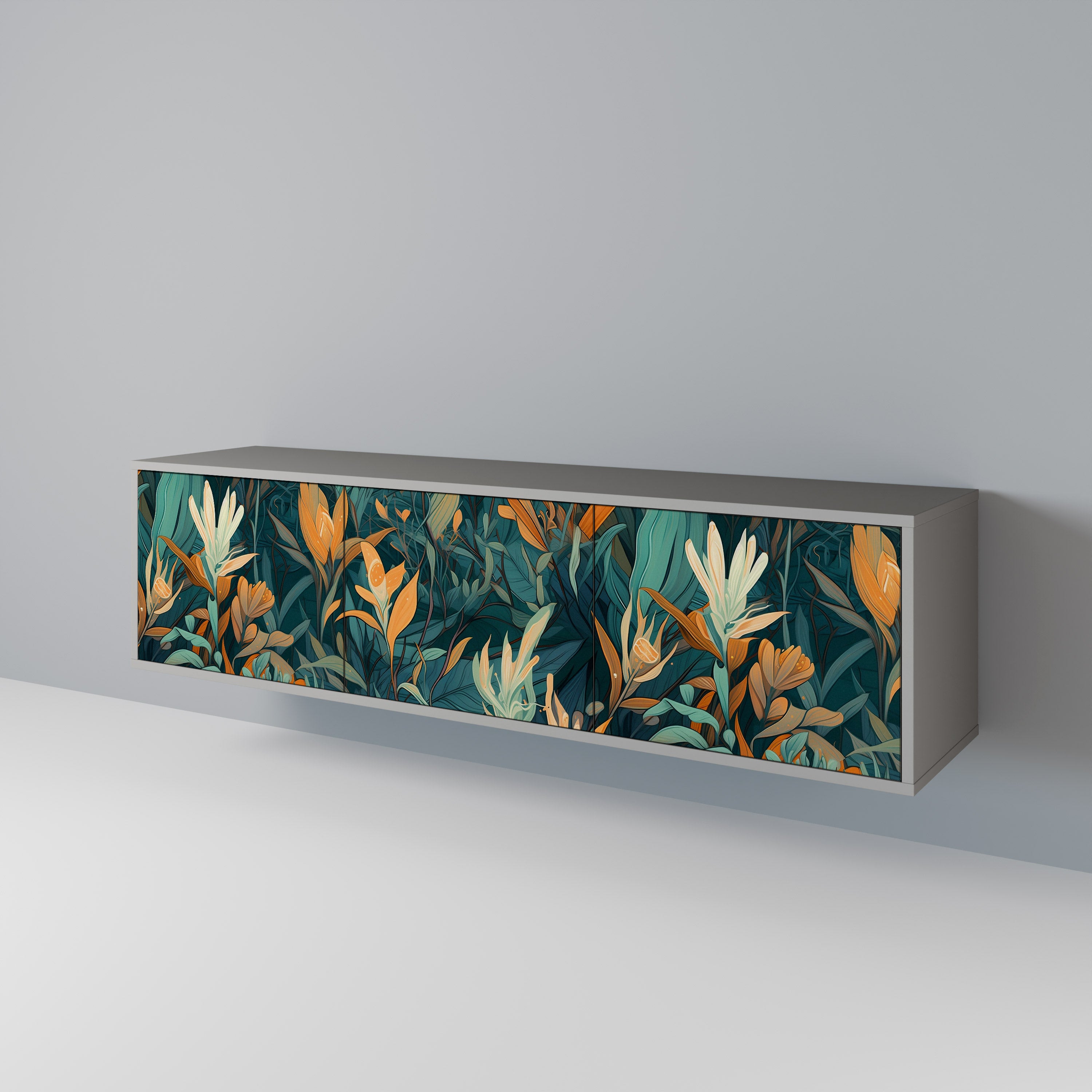 FLORAL SERENITY Szafka RTV 3-drzwiowa korpus Szary
