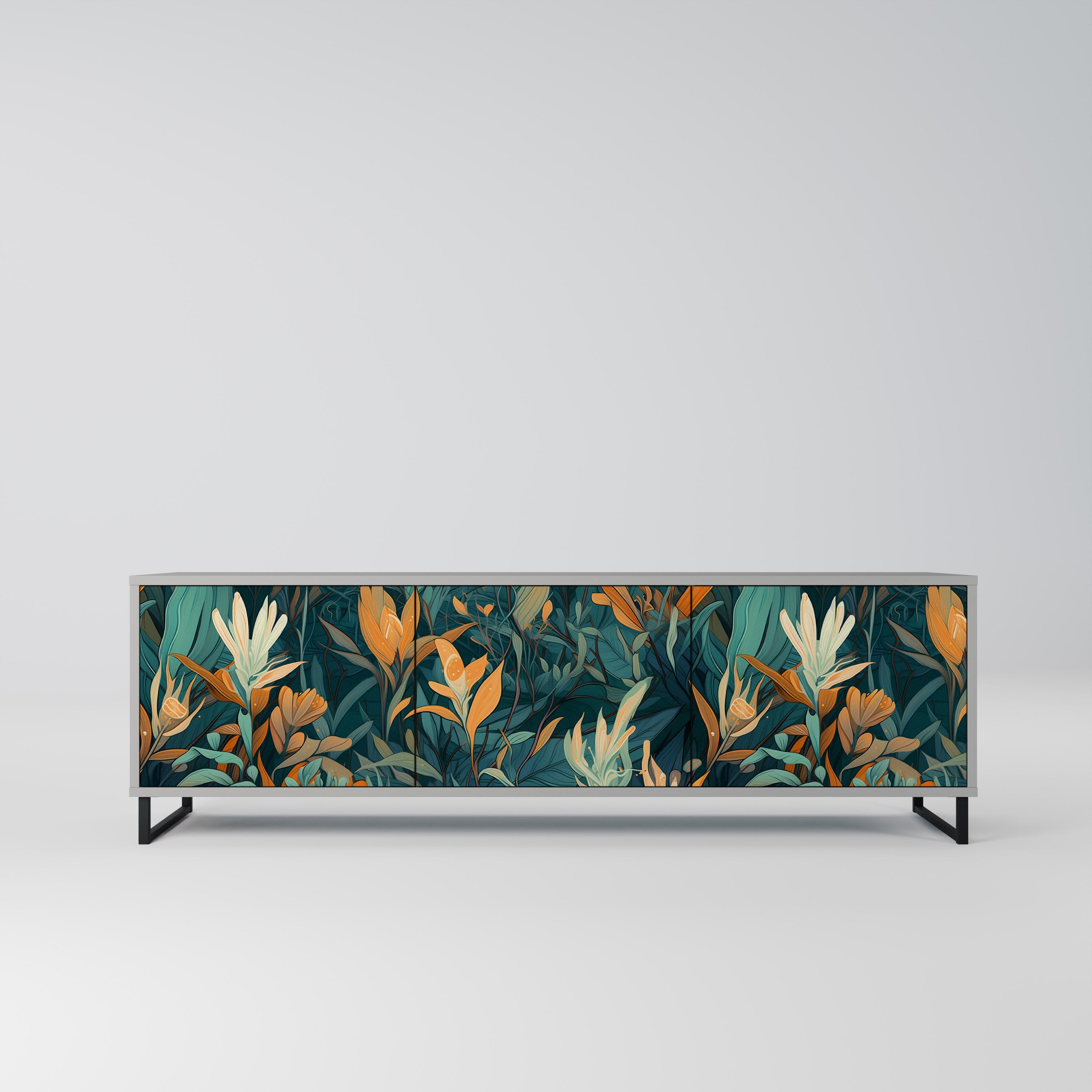 FLORAL SERENITY Szafka RTV 3-drzwiowa korpus Szary