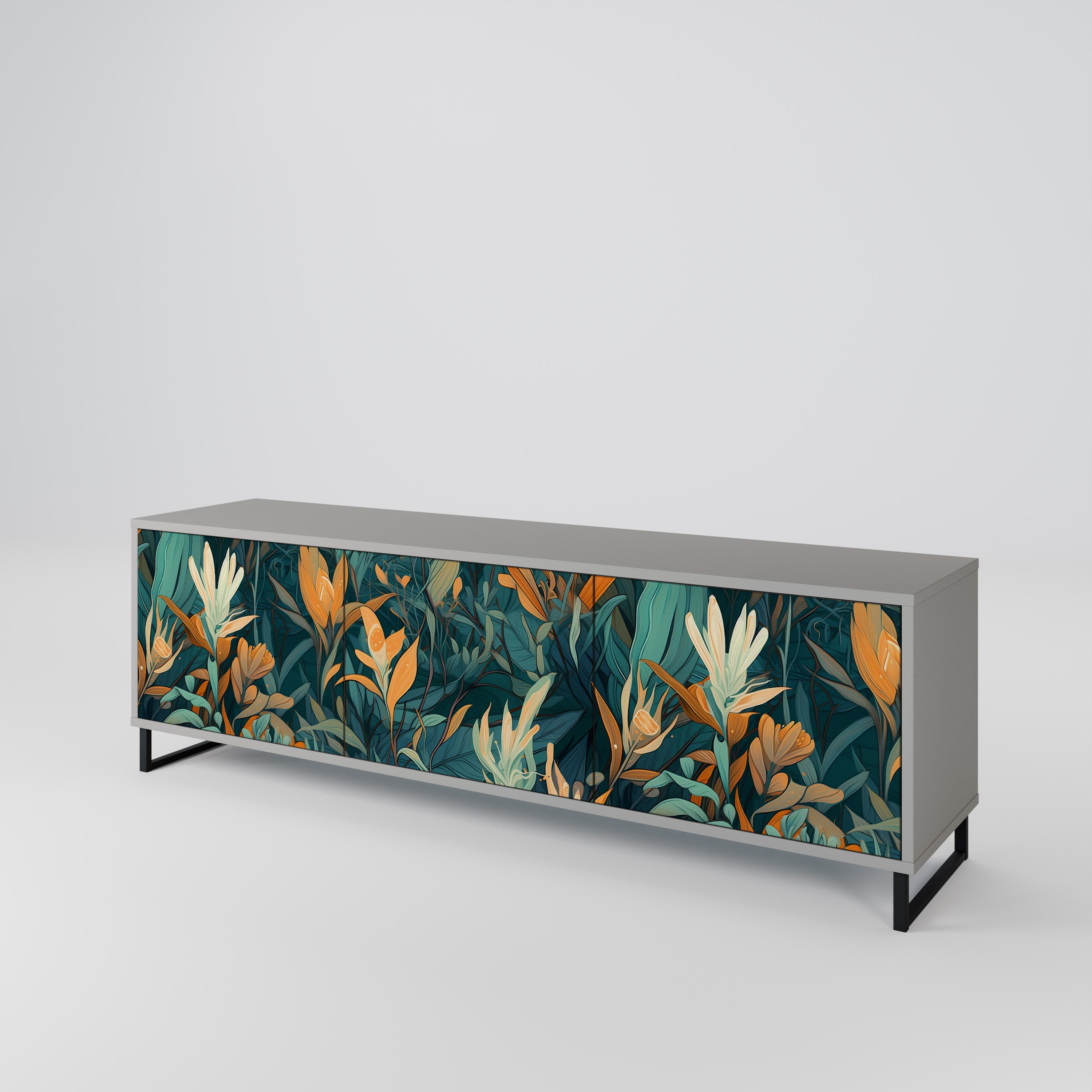 FLORAL SERENITY Szafka RTV 3-drzwiowa korpus Szary
