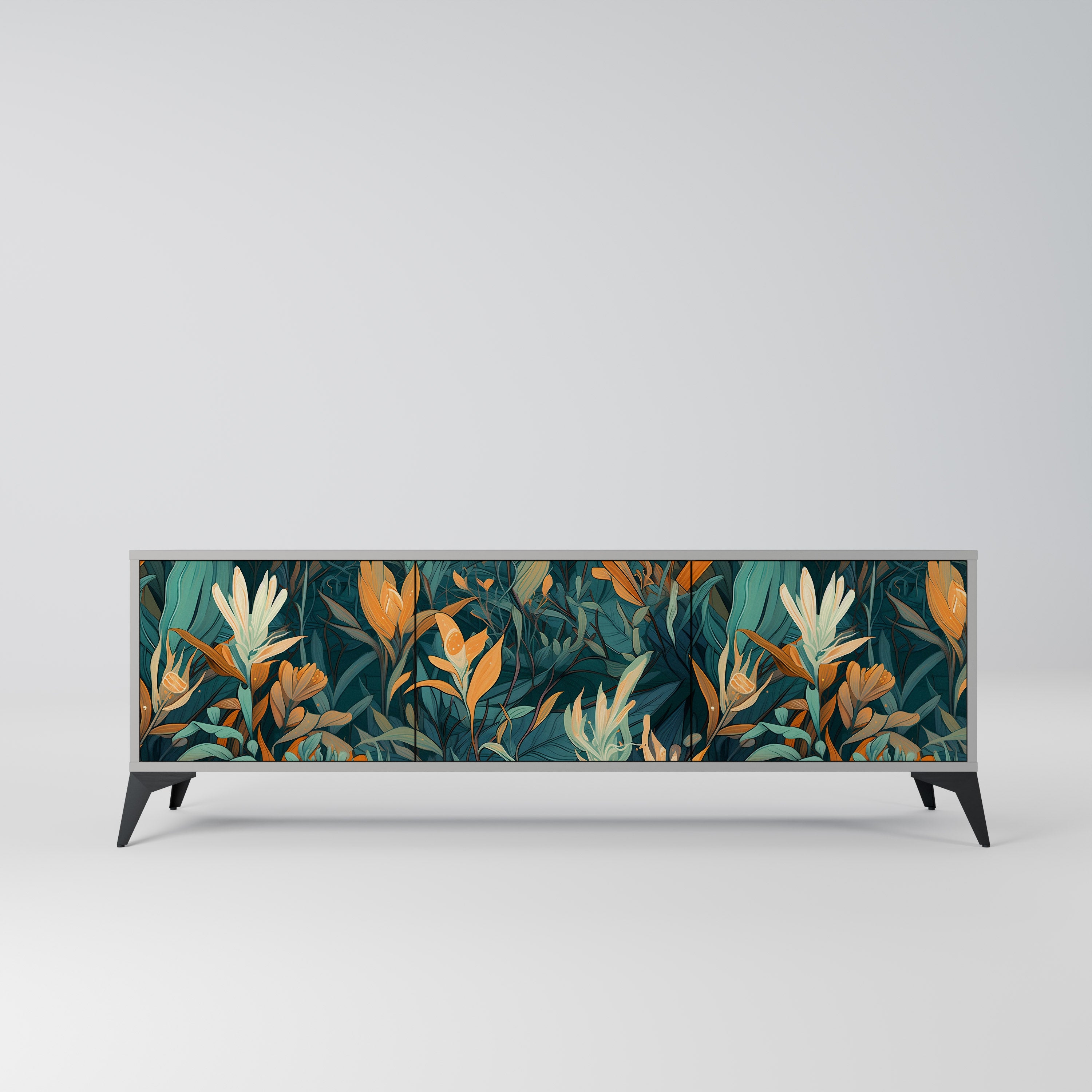 FLORAL SERENITY Szafka RTV 3-drzwiowa korpus Szary