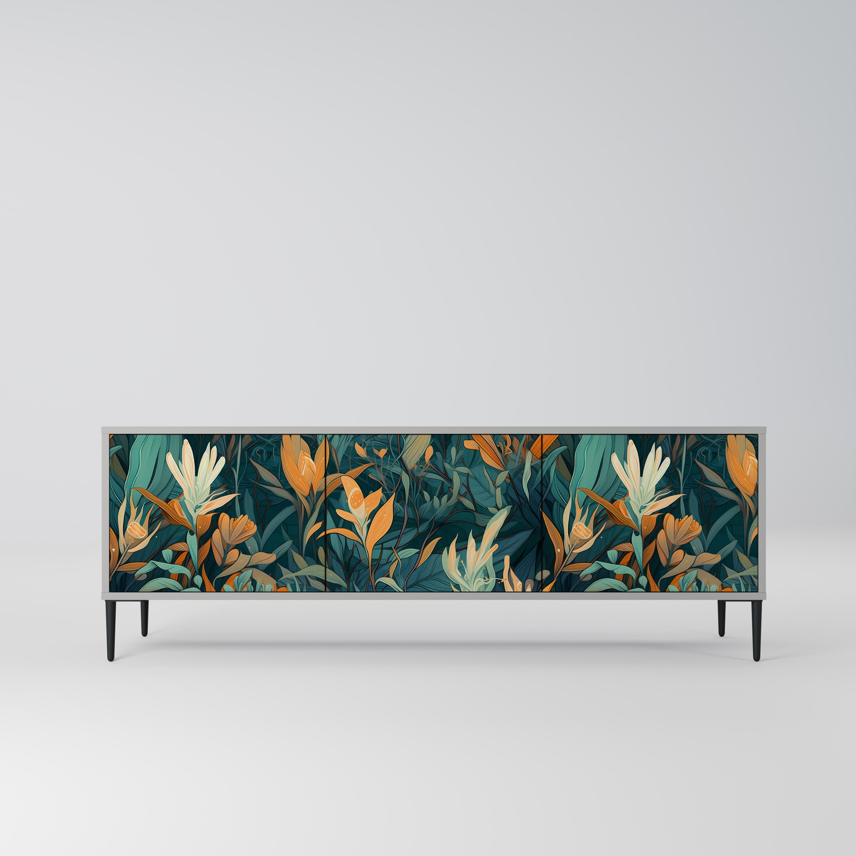 FLORAL SERENITY Szafka RTV 3-drzwiowa korpus Szary