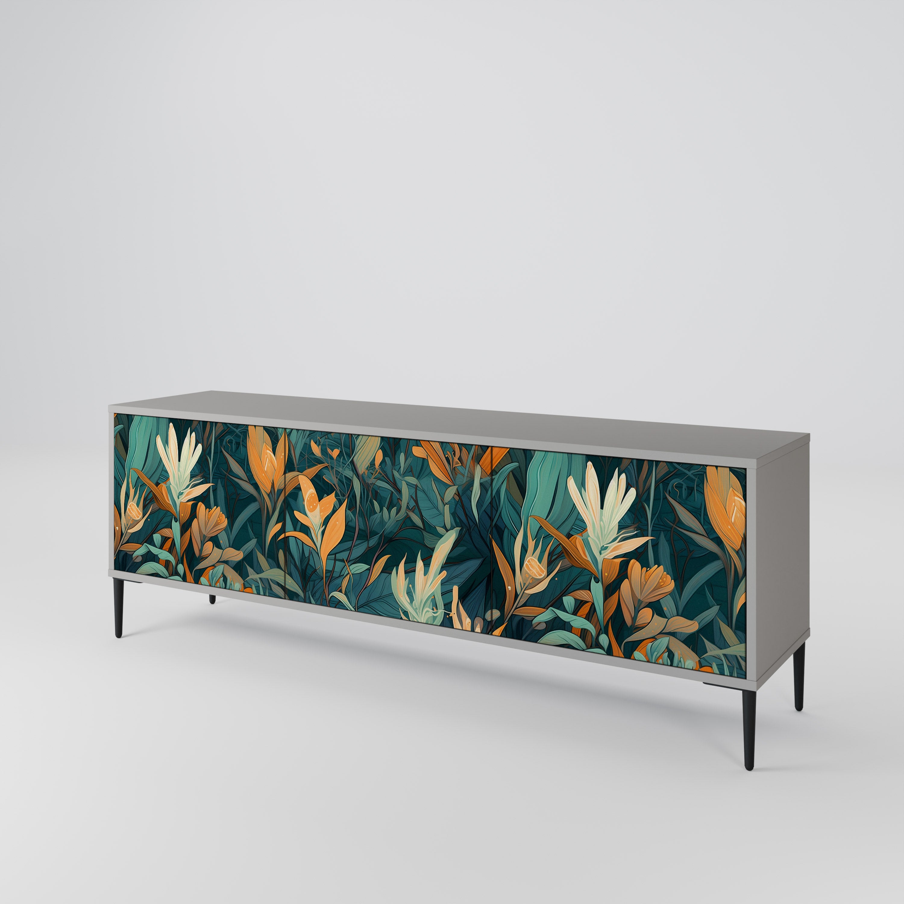 FLORAL SERENITY Szafka RTV 3-drzwiowa korpus Szary