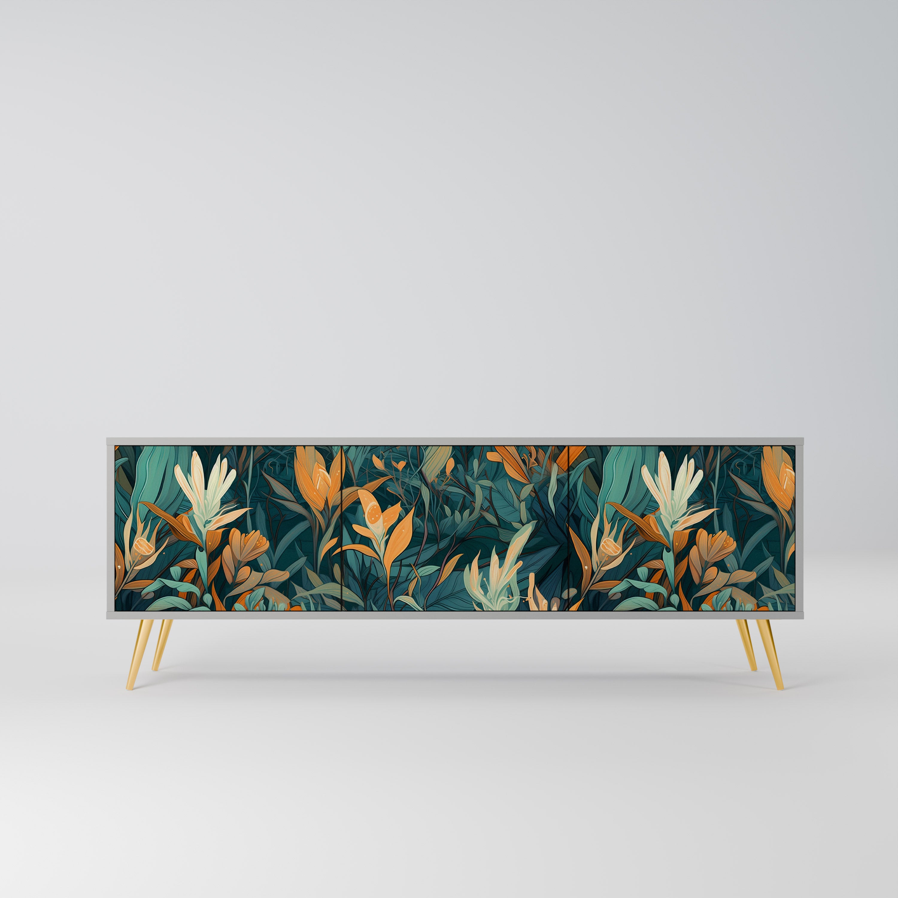 FLORAL SERENITY Szafka RTV 3-drzwiowa korpus Szary
